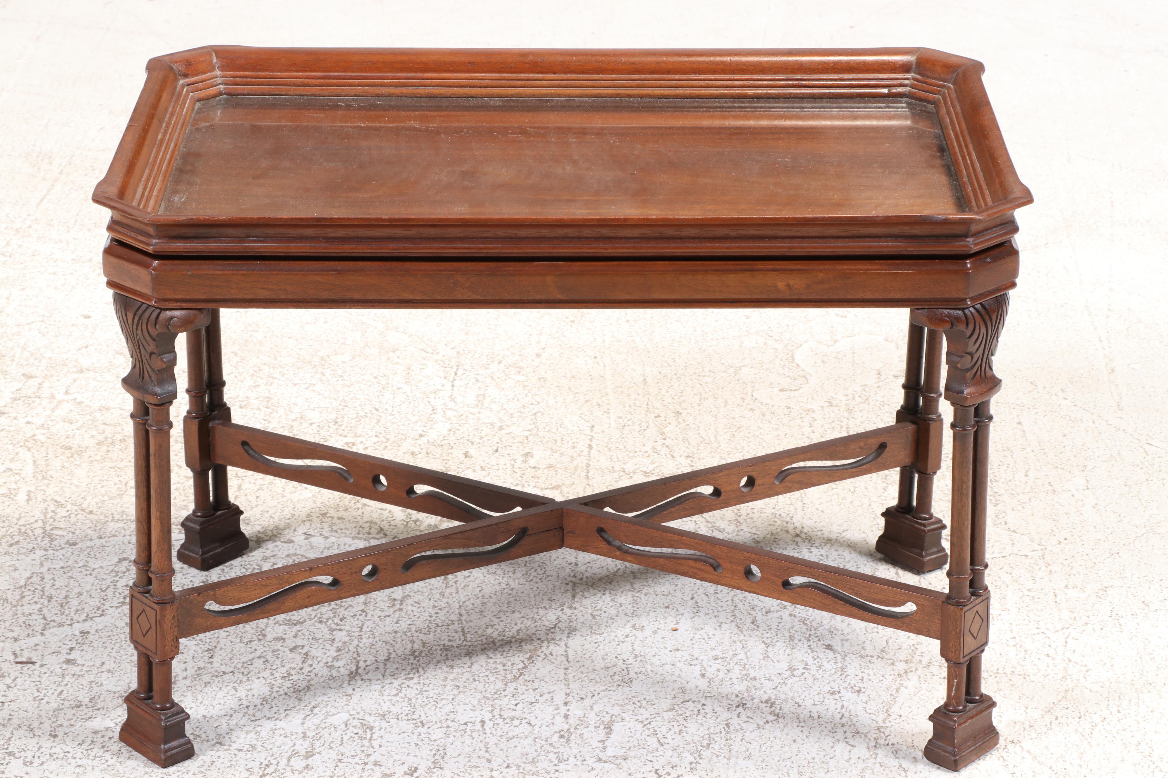 George III Style Mahogany and Glass Tray-Top Coffee Table, 20th Century