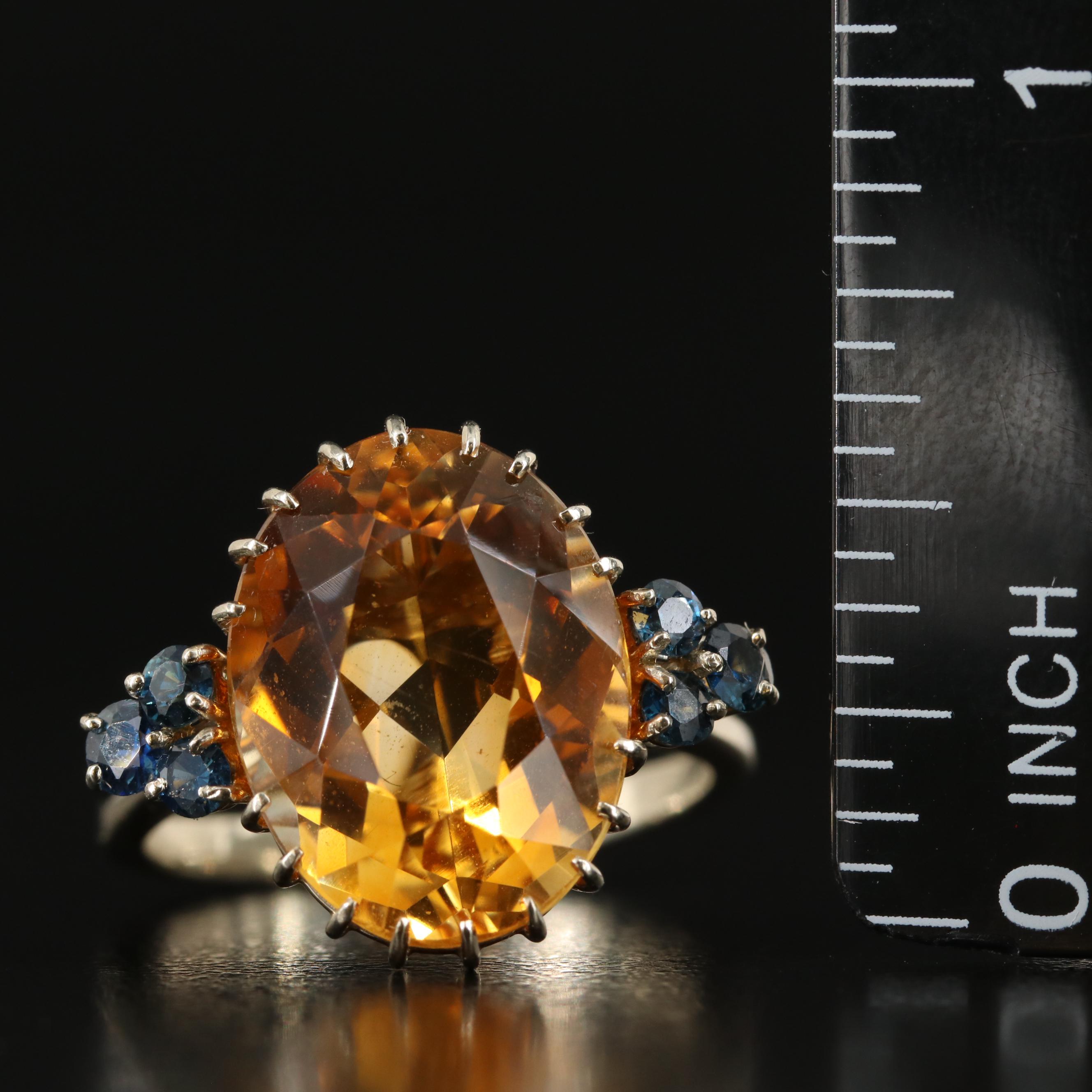 18K Citrine and Sapphire Ring