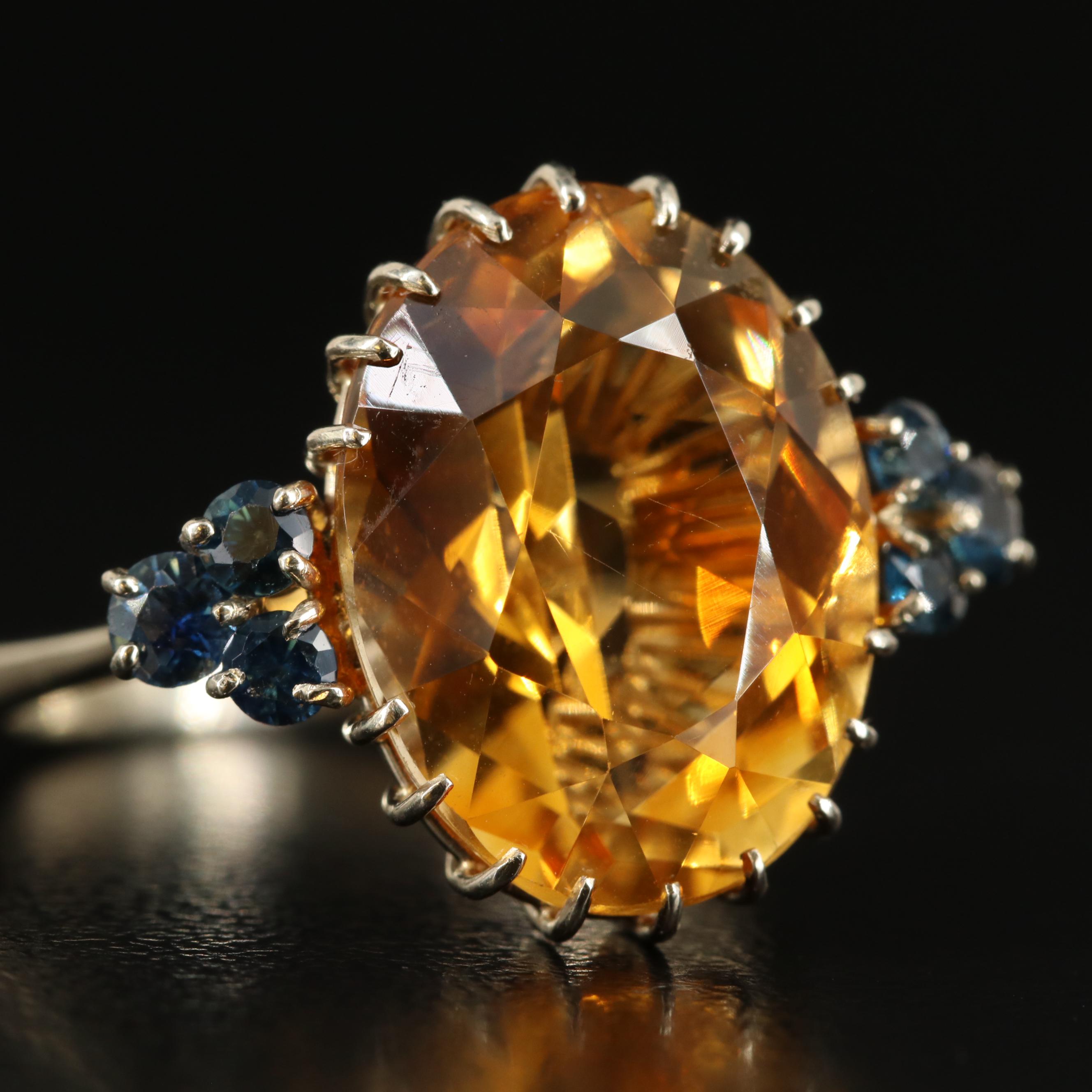 18K Citrine and Sapphire Ring