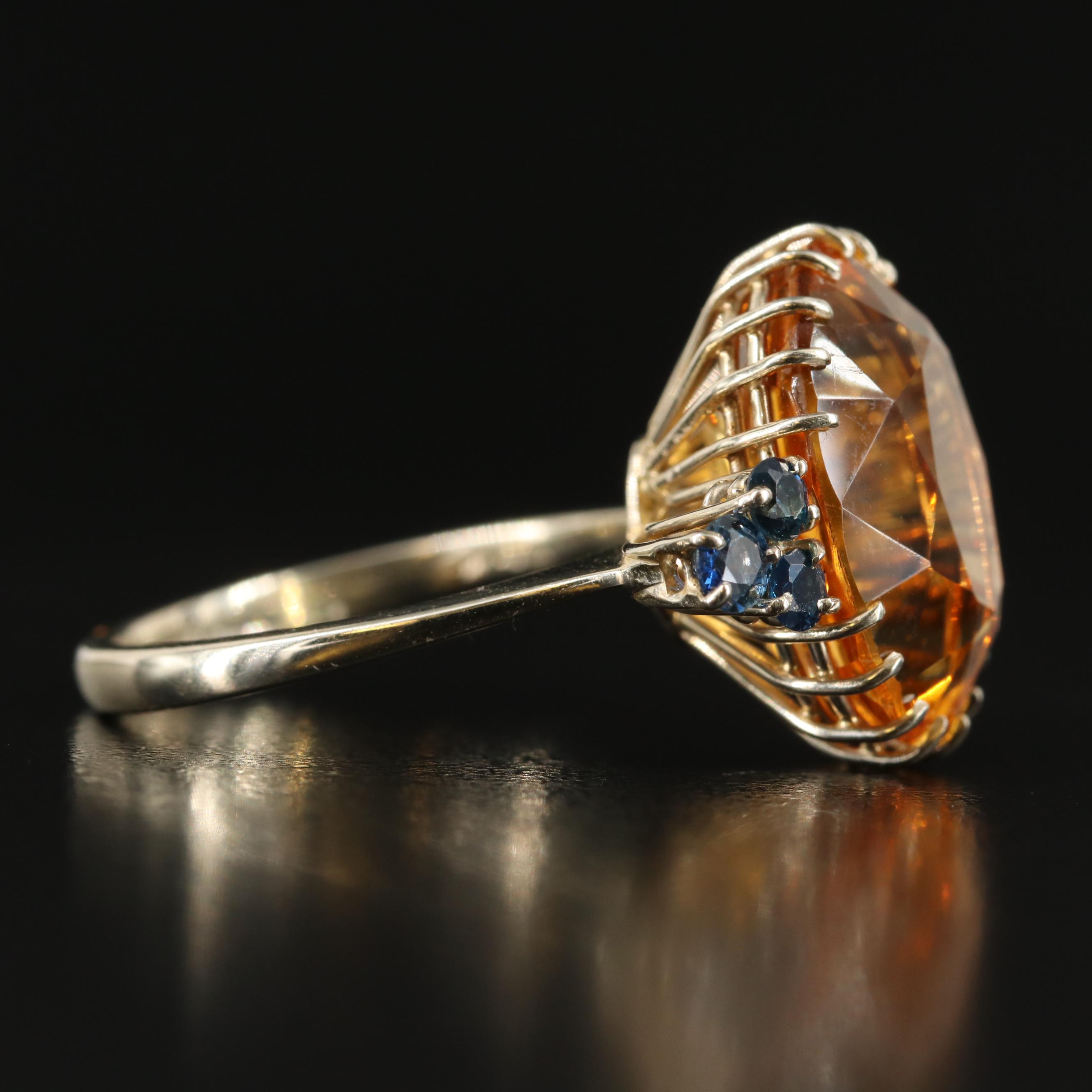 18K Citrine and Sapphire Ring