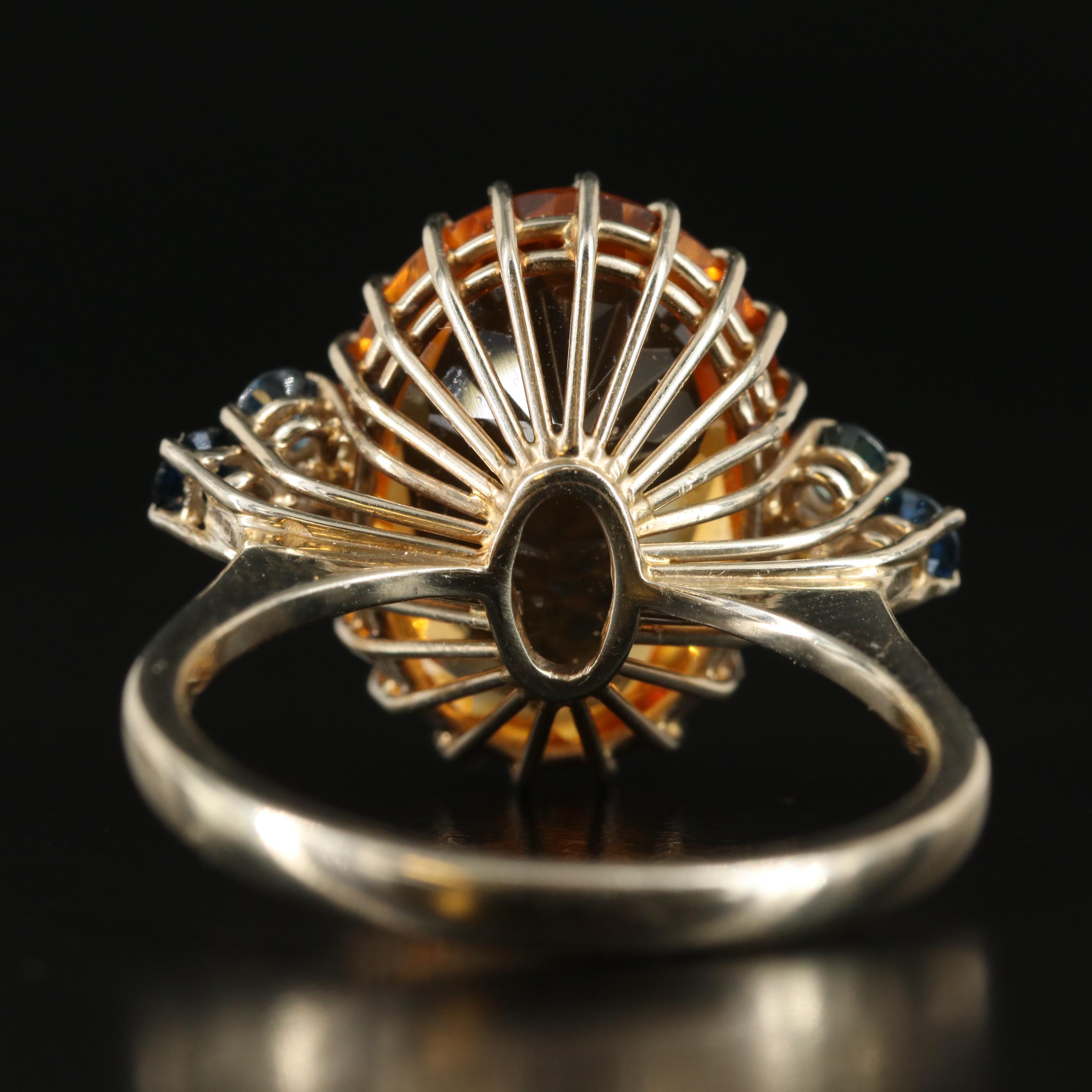 18K Citrine and Sapphire Ring