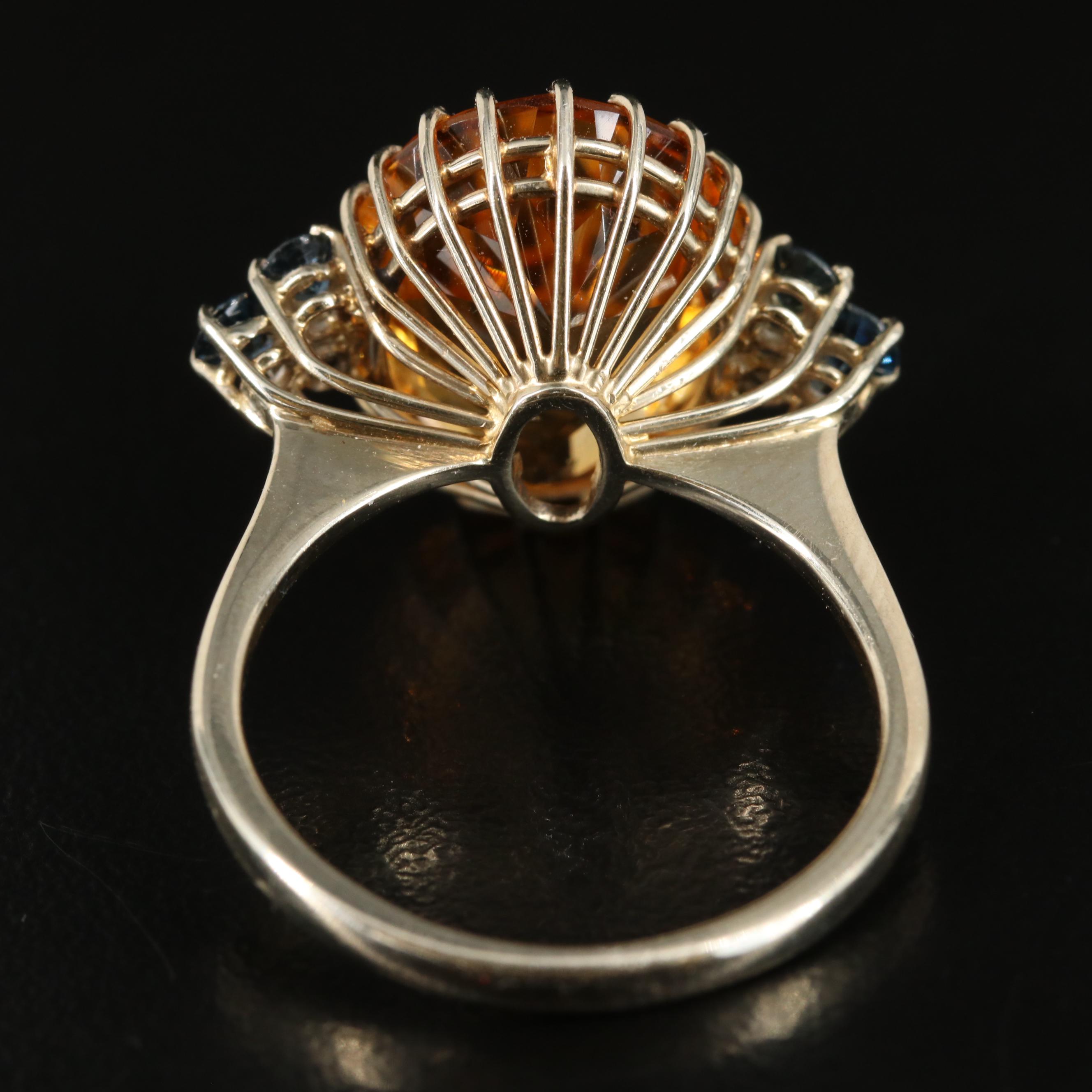 18K Citrine and Sapphire Ring