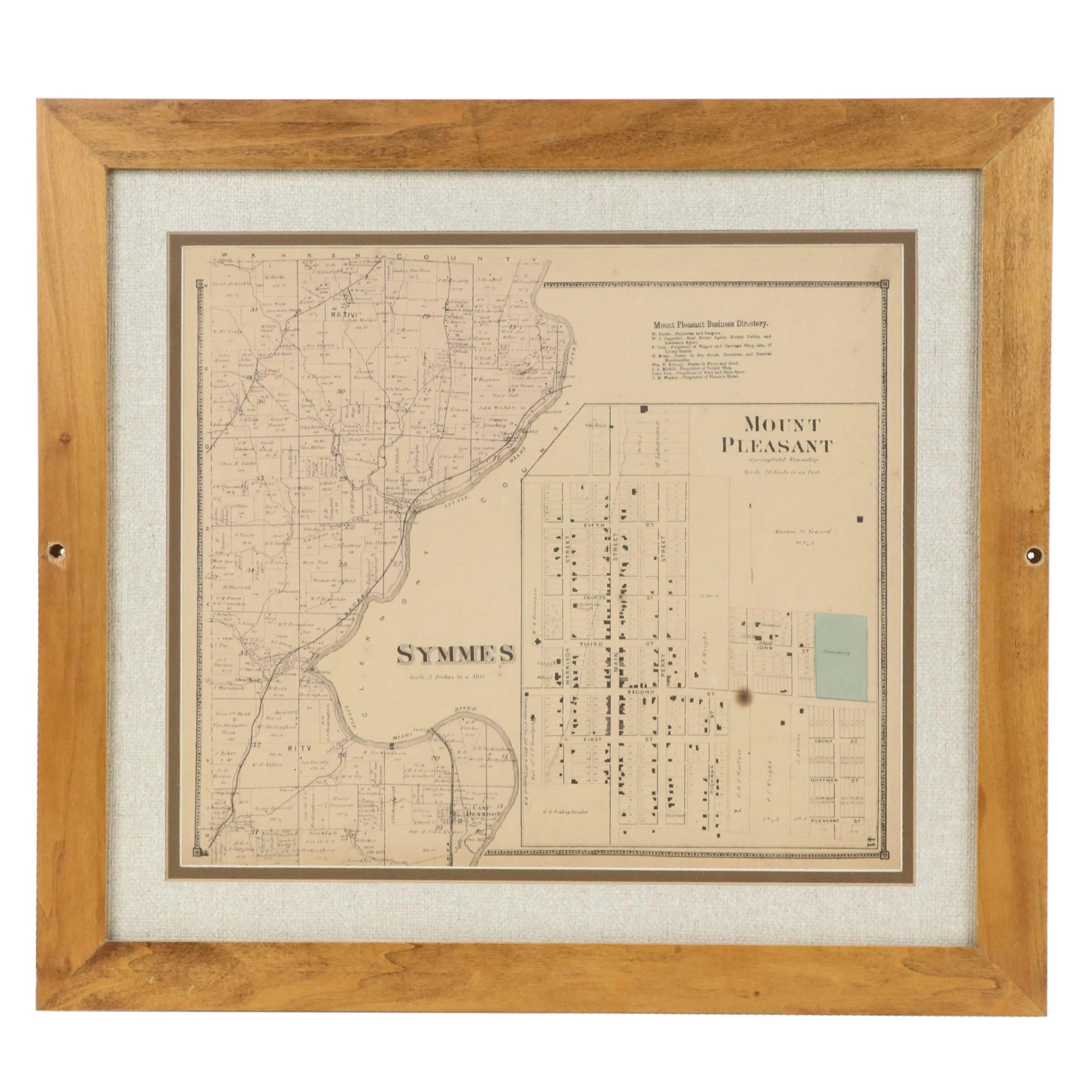 Map of Cincinnati Township "Symmes" and "Mount Pleasant," 1869