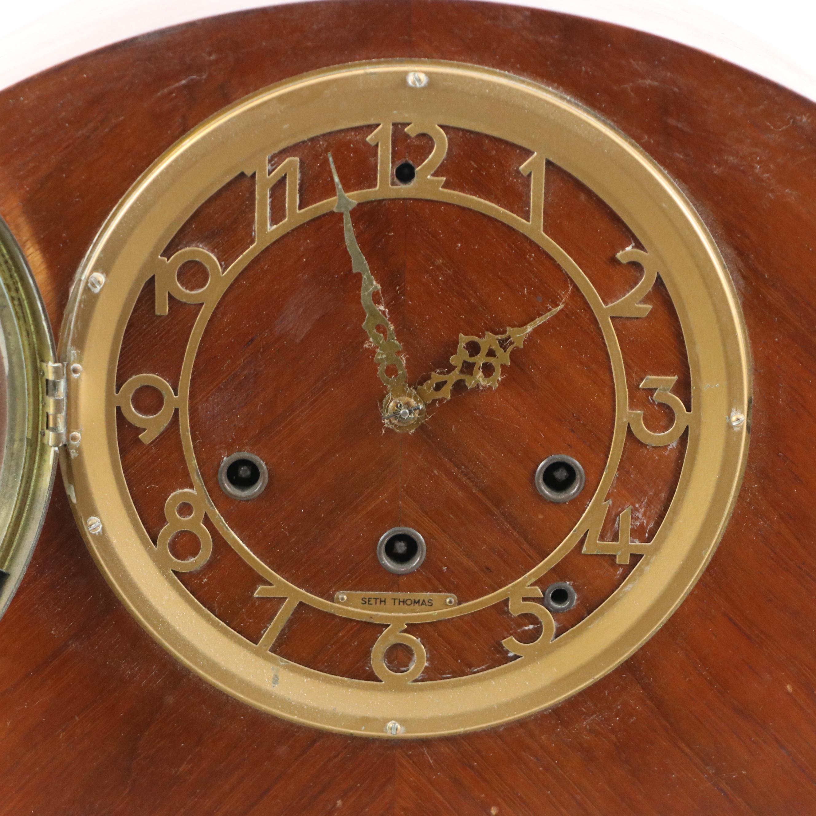 Seth Thomas No. 124 Wooden Eight Day Mantel Clock, Mid20th Century EBTH