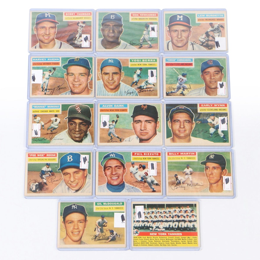 1956 Topps Baseball Cards Featuring Yogi Berra, Pee Wee Reese, and More