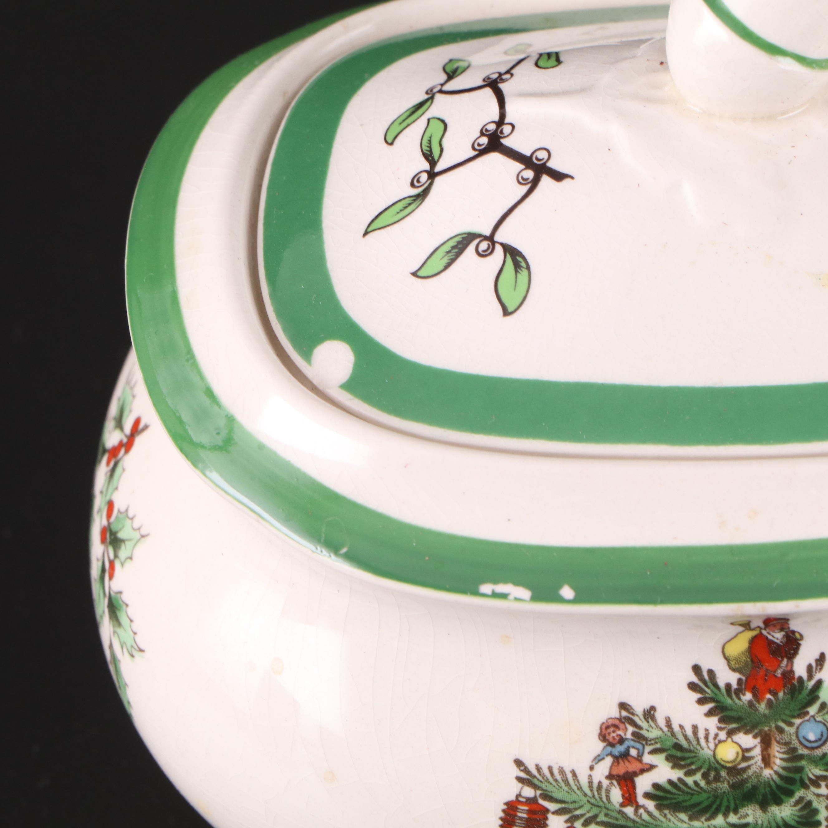 Spode "Christmas Tree" Dinnerware with Other Cheese Board and Coasters