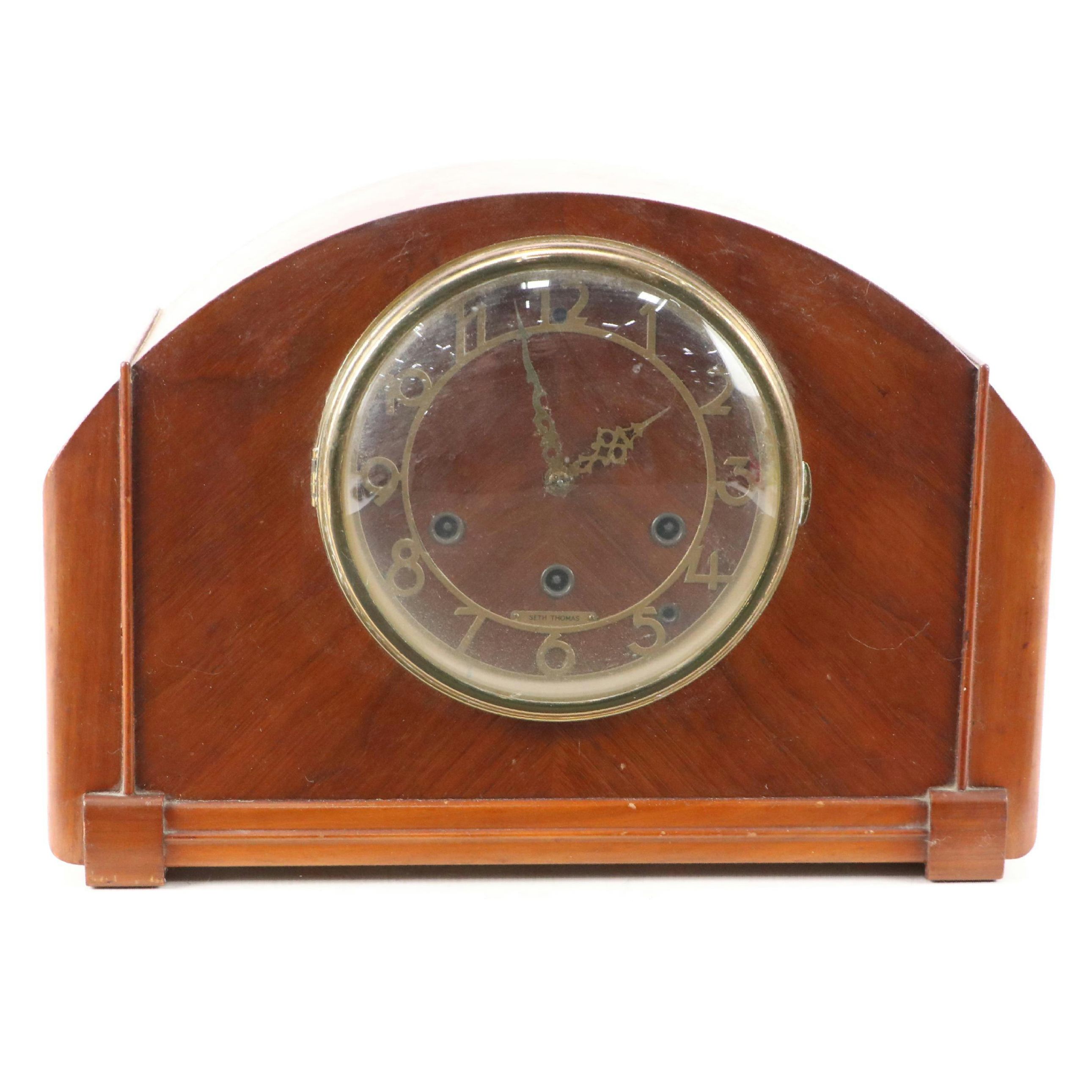 Seth Thomas No. 124 Wooden Eight Day Mantel Clock, Mid20th Century EBTH