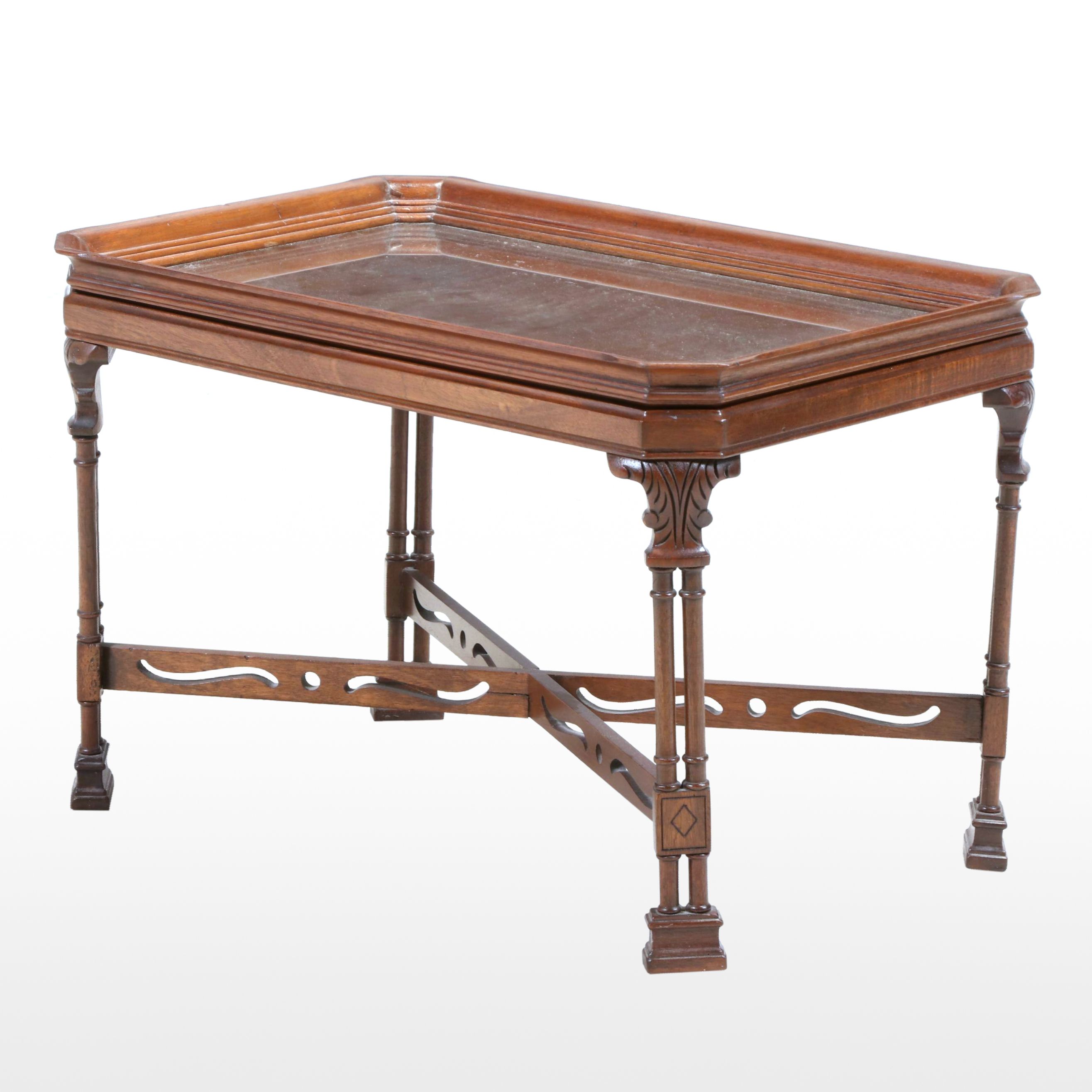 George III Style Mahogany and Glass Tray-Top Coffee Table, 20th Century