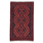 2'7 x 4'3 Hand-Knotted Afghan Baluch Accent Rug