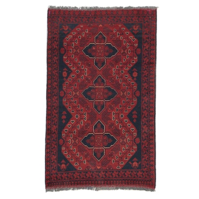 2'7 x 4'3 Hand-Knotted Afghan Baluch Accent Rug
