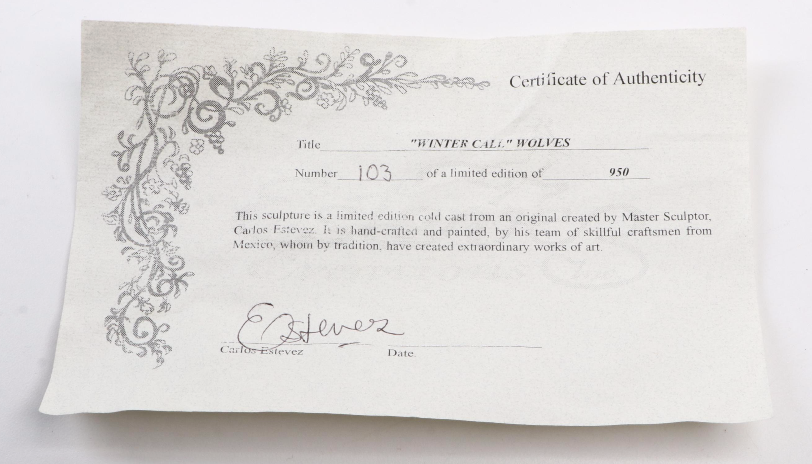 Estevez Creations Limited Edition "Winter Call Wolves" Resin Figurine