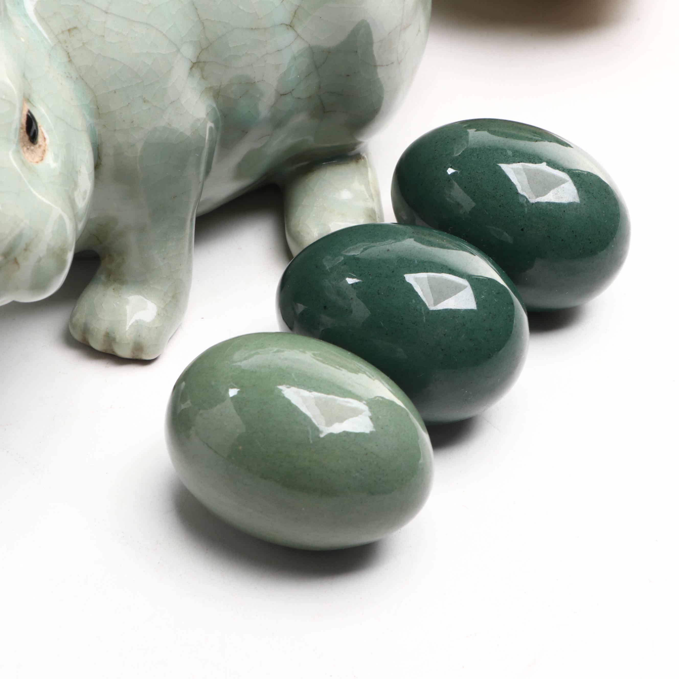 Ceramic Animal Figurines with Planter and Other Decor