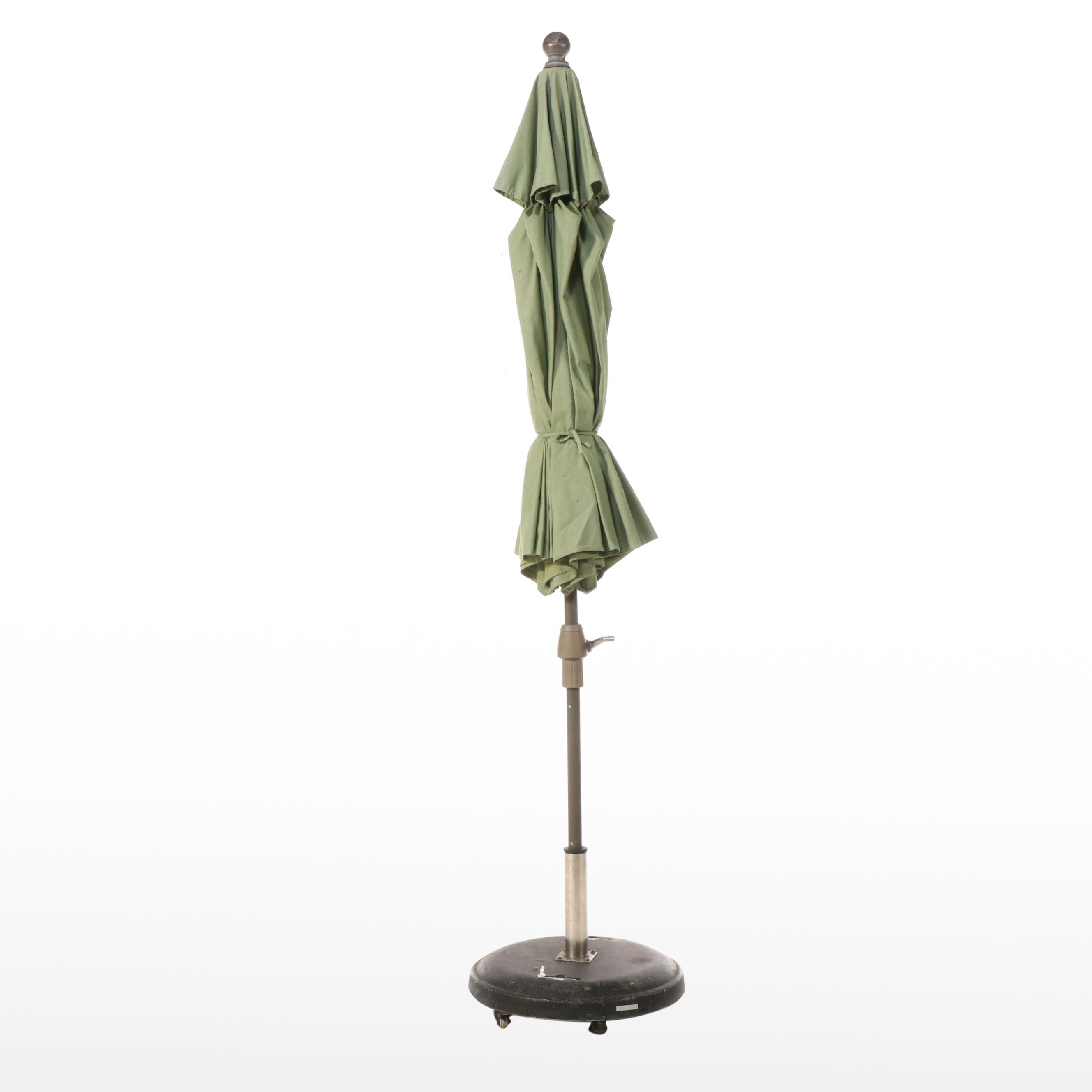 Sunbrella Green Patio Umbrella with Rolling Base