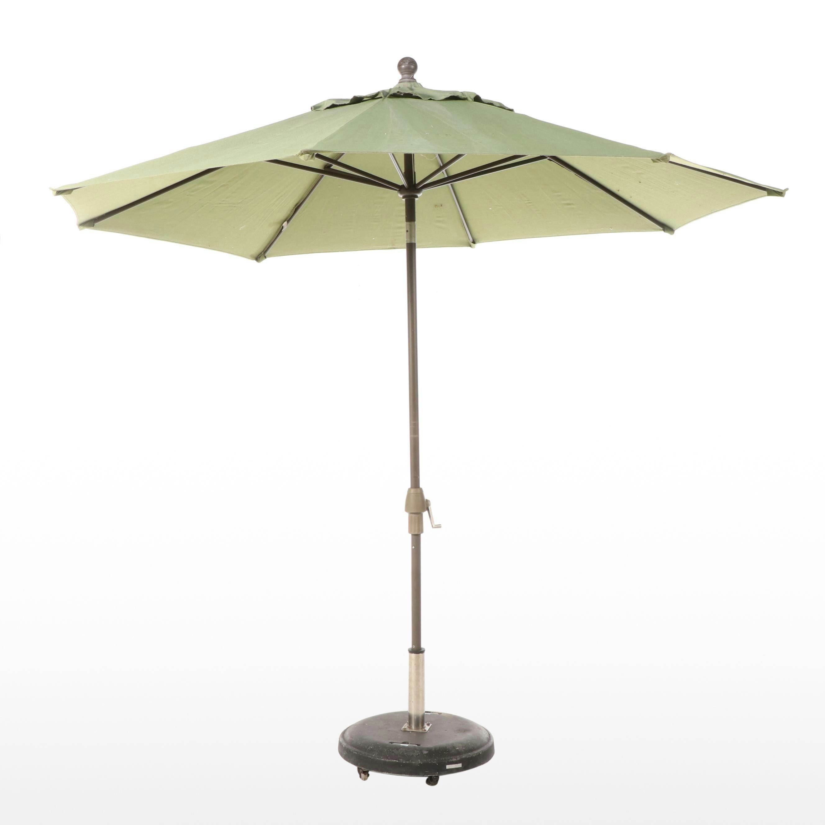 Sunbrella Green Patio Umbrella with Rolling Base