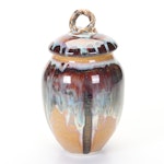 Mary L. Waters Hand-Thrown Drip Glaze Lidded Jar