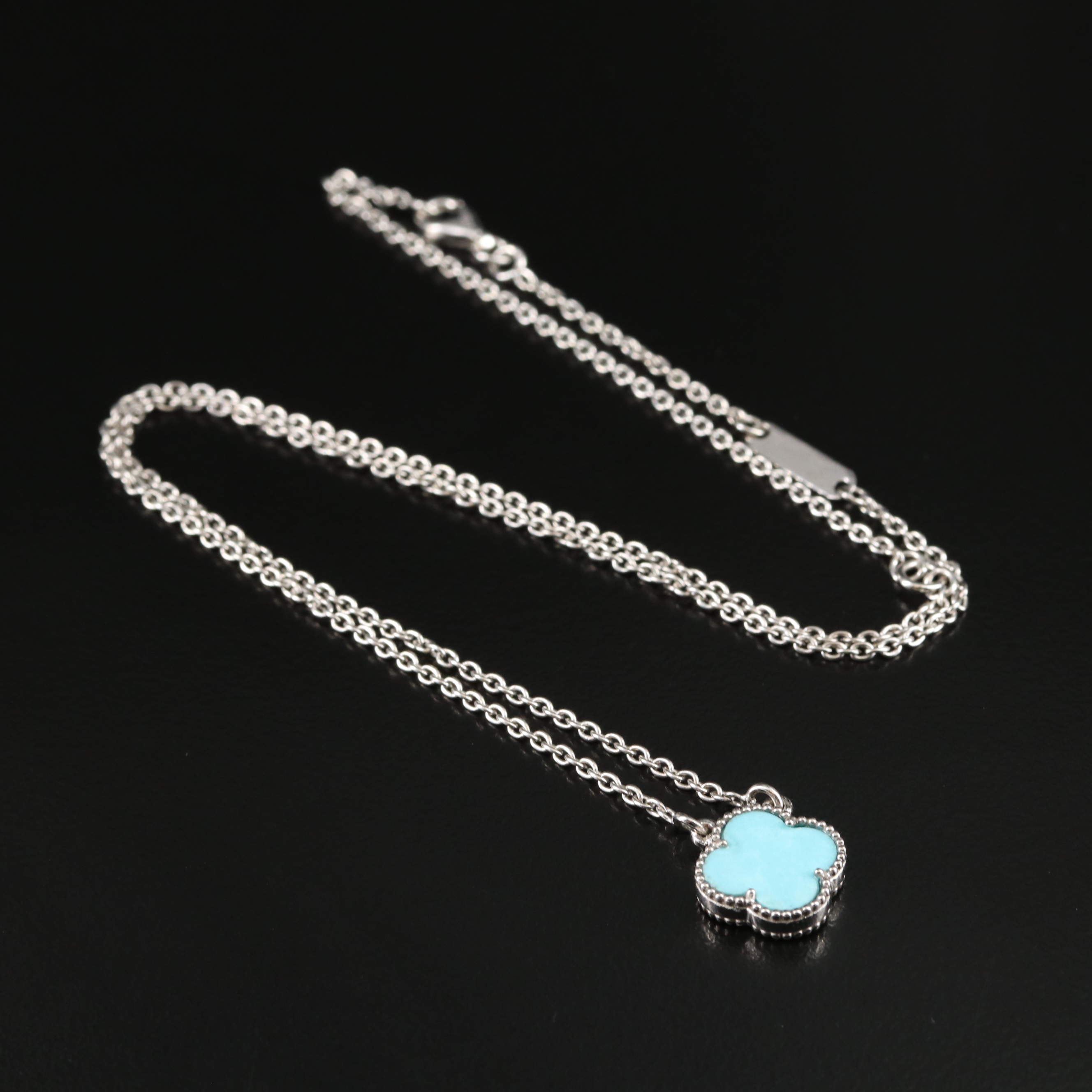 18K Turquoise Quatrefoil Necklace