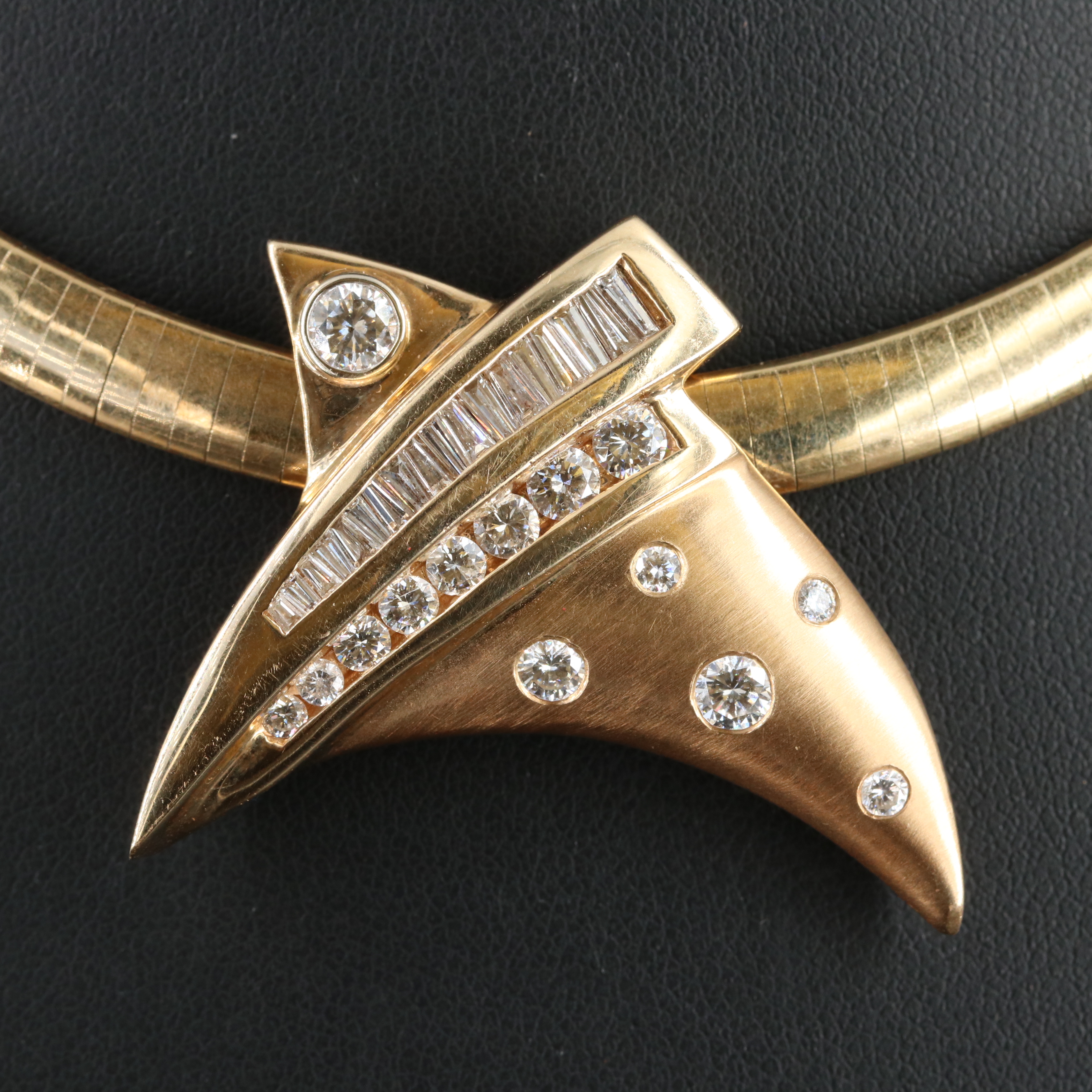 14K 2.26 CTW Diamod Slide Pendant on Italian Omega Necklace