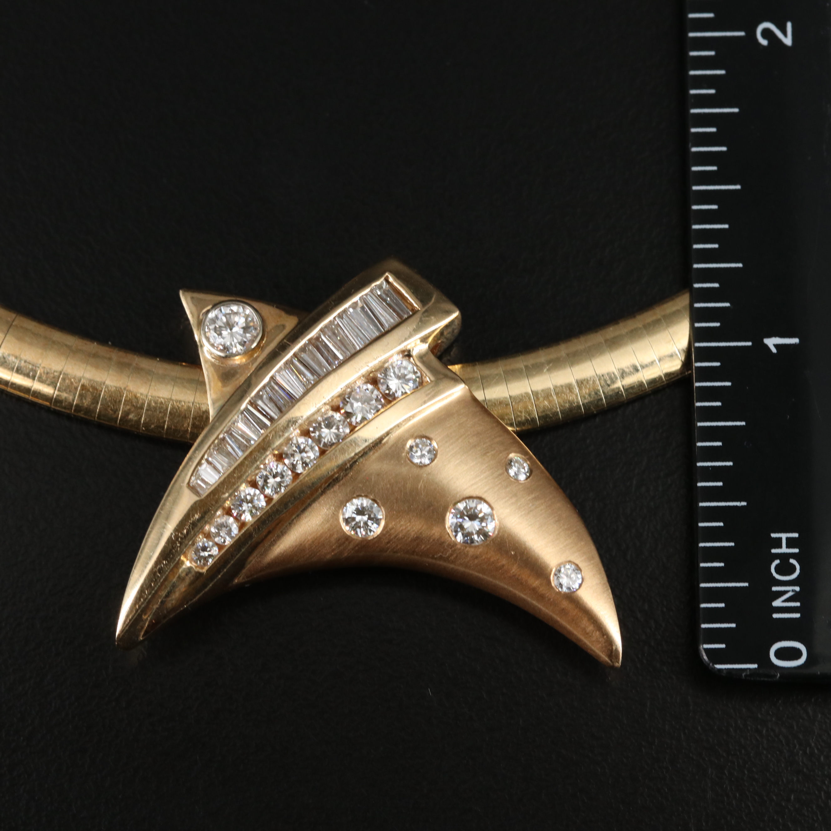 14K 2.26 CTW Diamod Slide Pendant on Italian Omega Necklace