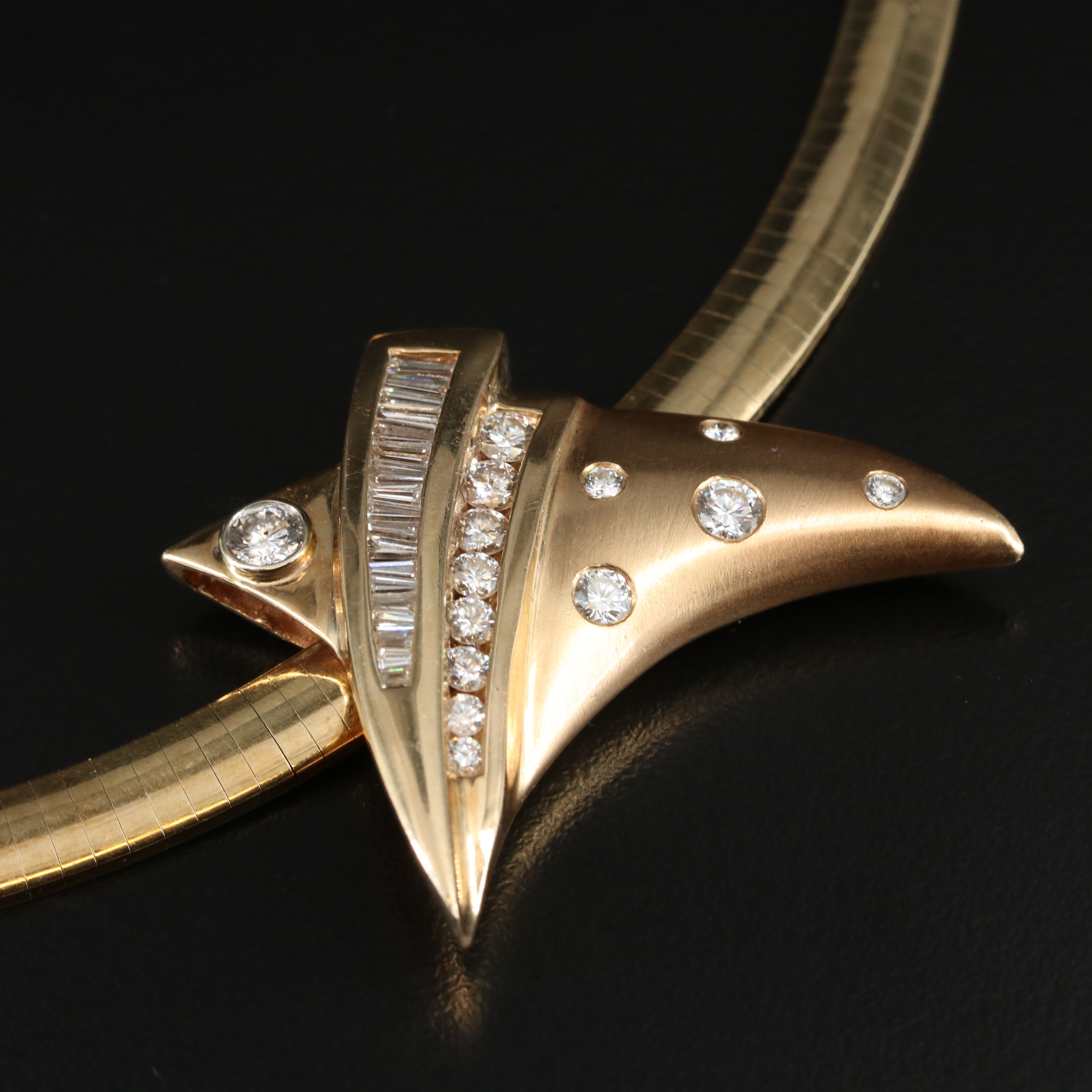 14K 2.26 CTW Diamod Slide Pendant on Italian Omega Necklace