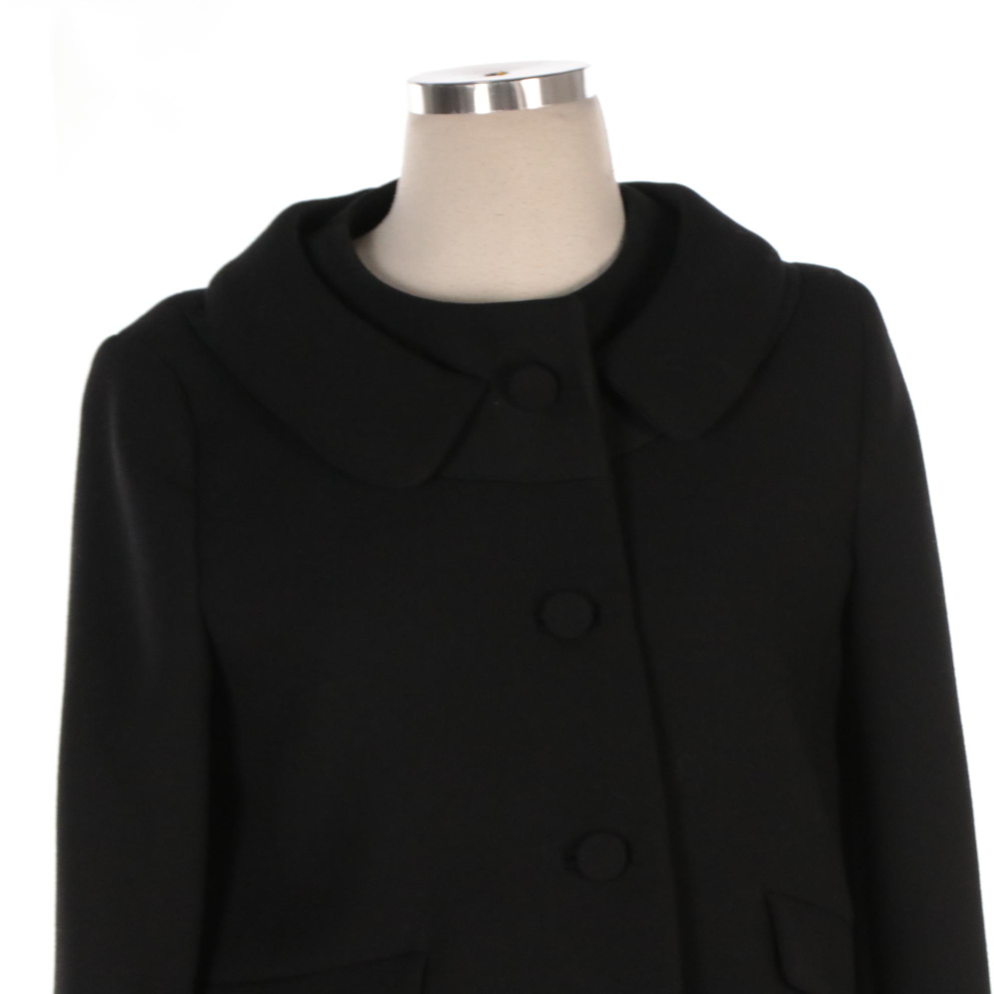 Prada Portrait Collar Wool Blend Suiting Jacket with Faille Trim