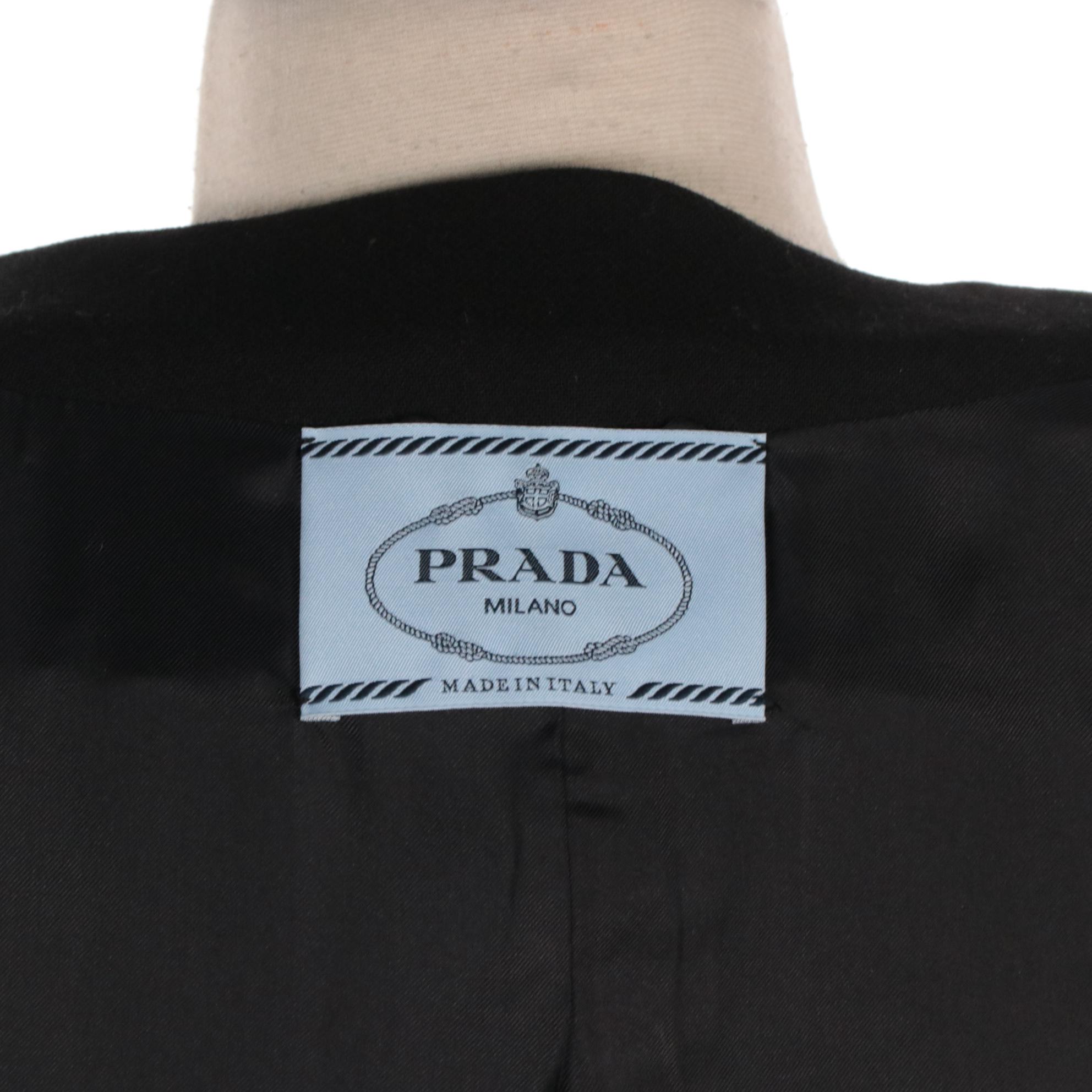 Prada Portrait Collar Wool Blend Suiting Jacket with Faille Trim
