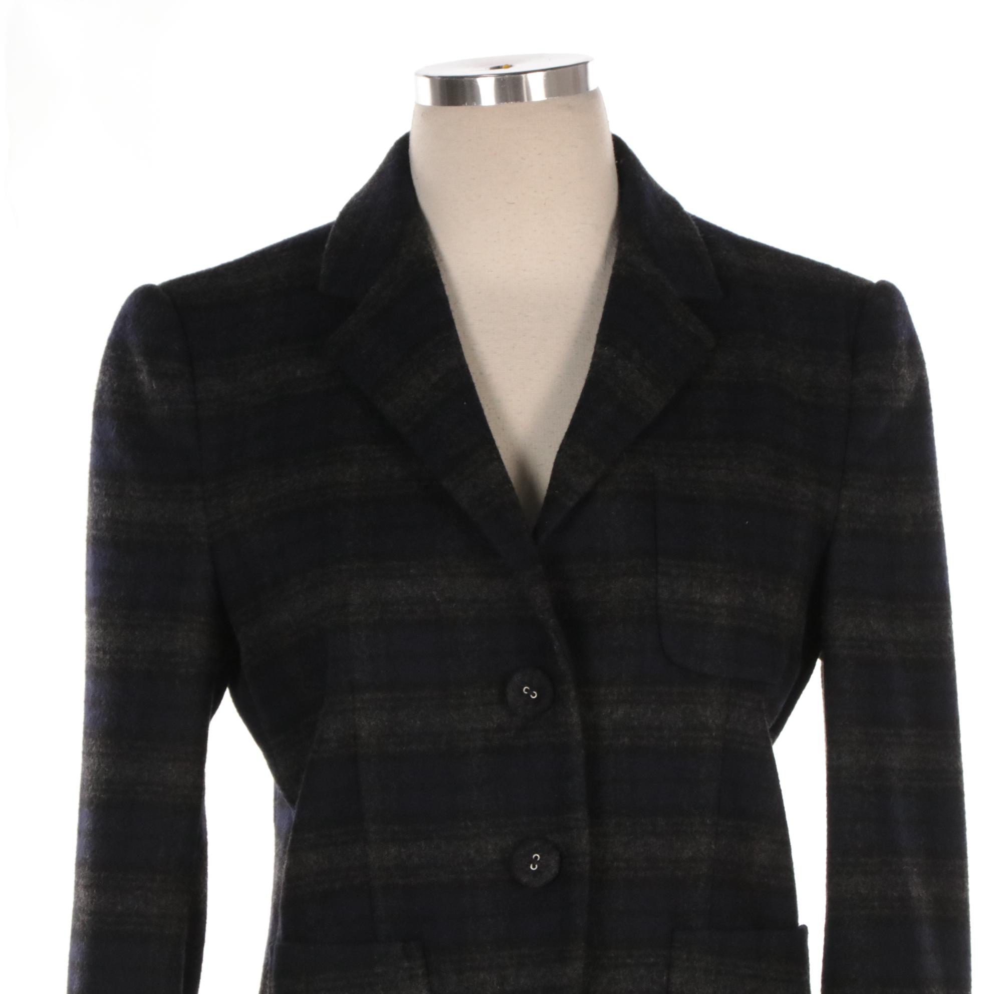 Prada Plaid Wool Blend Jacket
