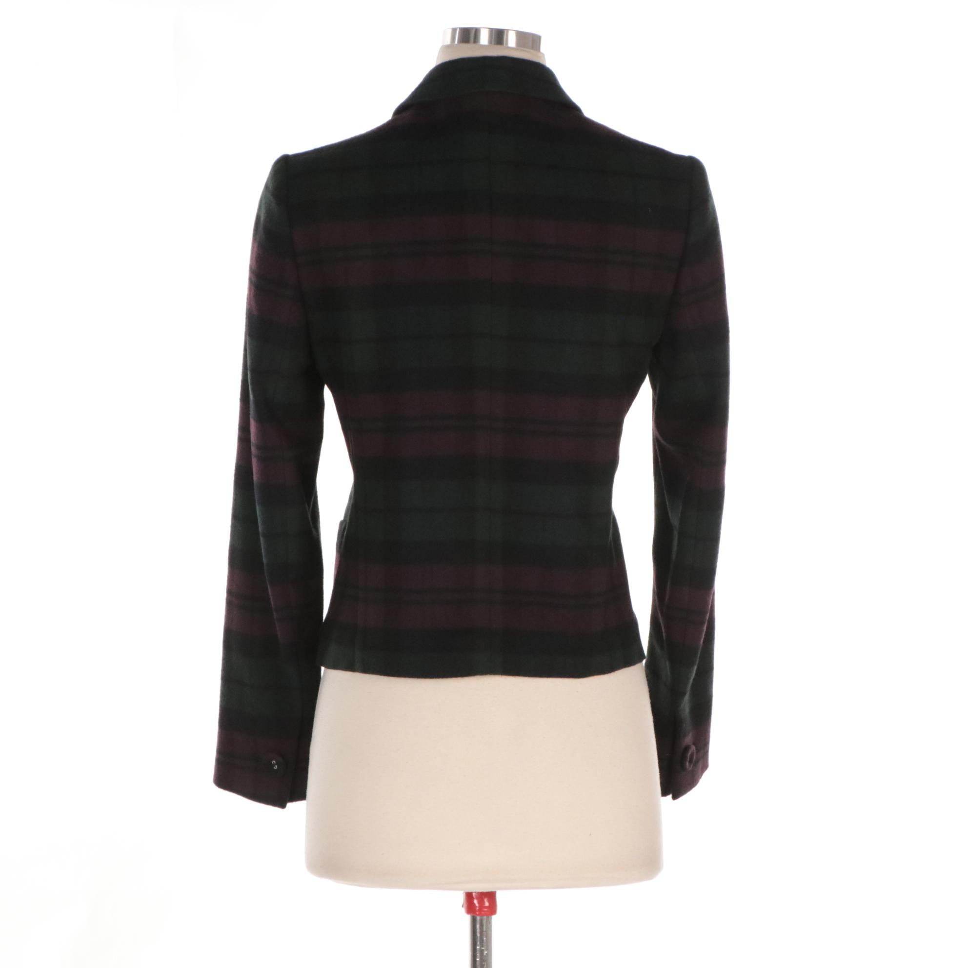 Prada Plaid Wool Blend Jacket