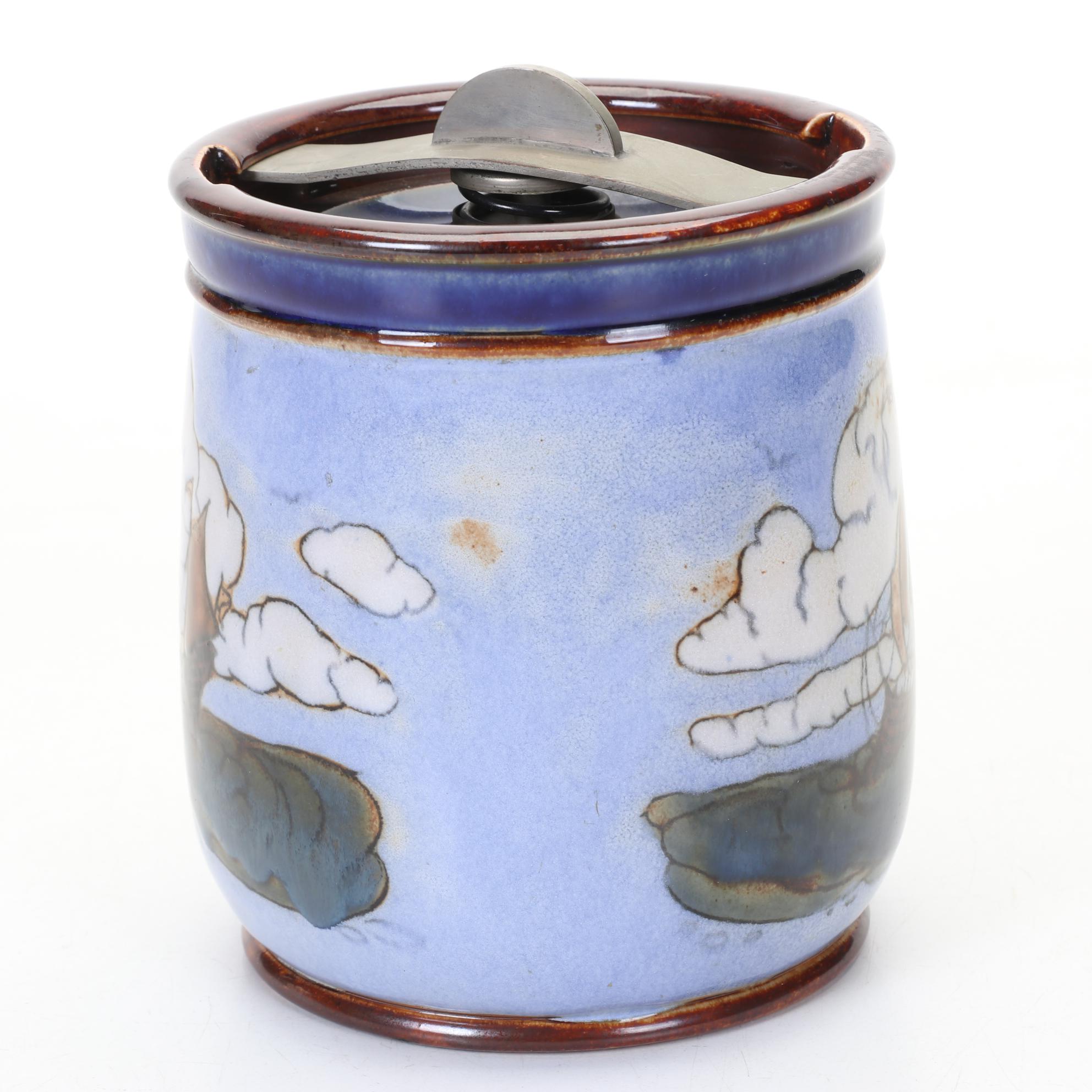Royal Doulton Ethel Beard Hand Decorated "Galleon" Tobacco Jar