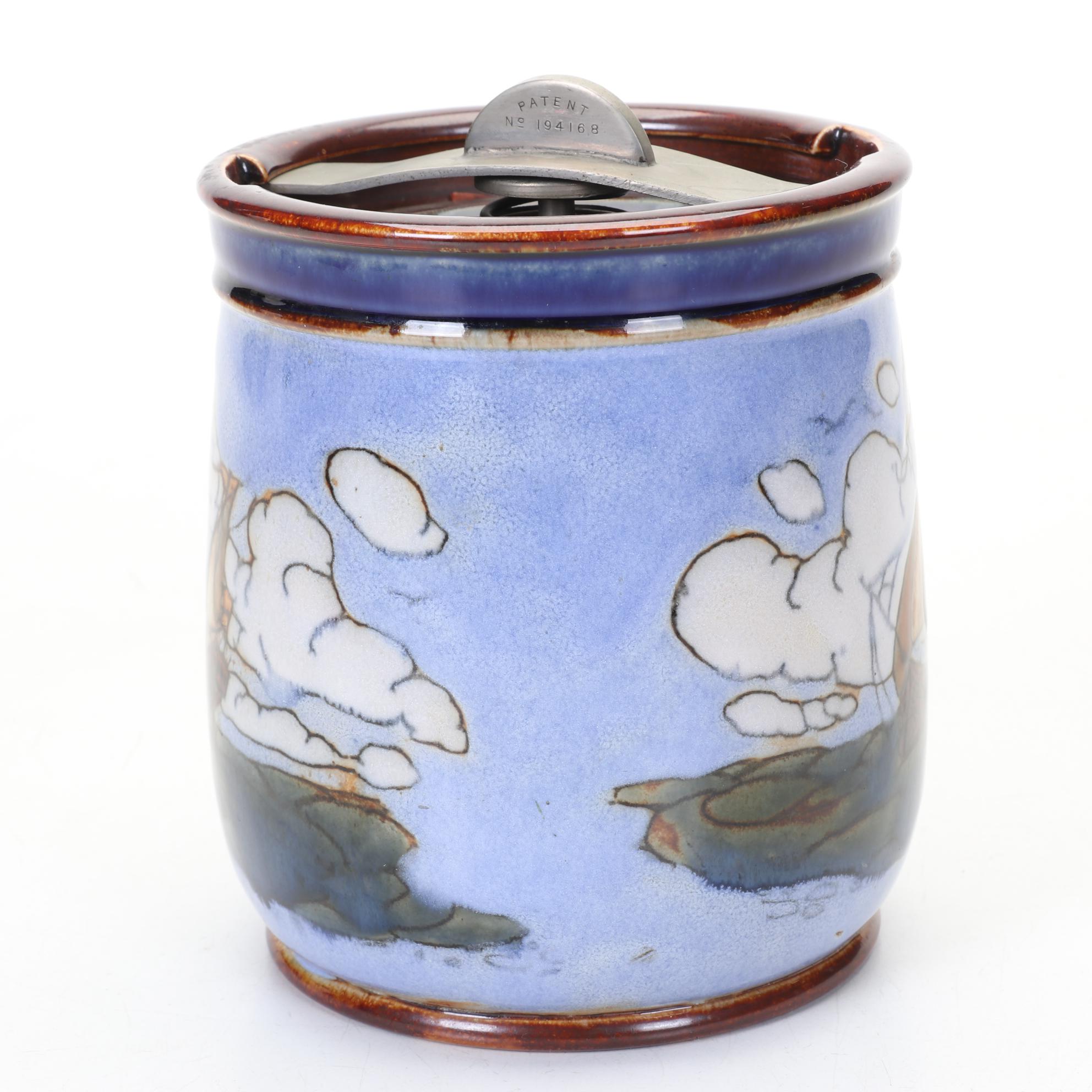Royal Doulton Ethel Beard Hand Decorated "Galleon" Tobacco Jar