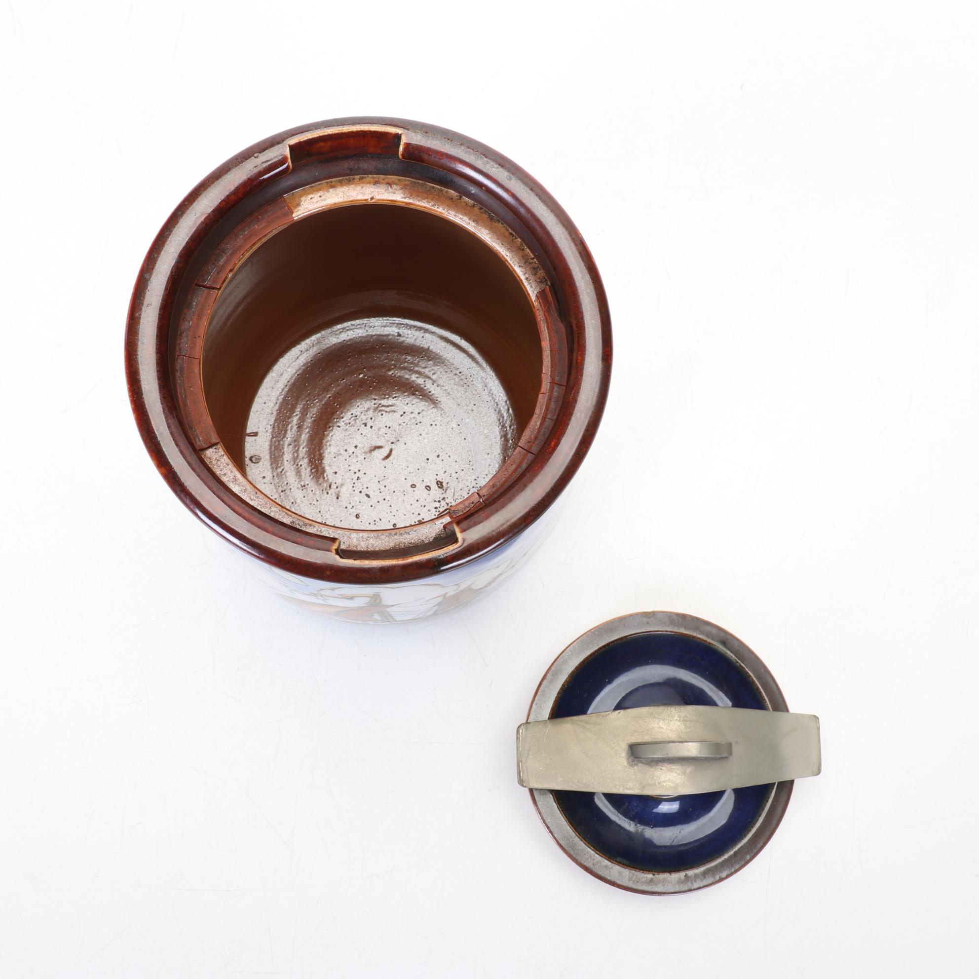 Royal Doulton Ethel Beard Hand Decorated "Galleon" Tobacco Jar