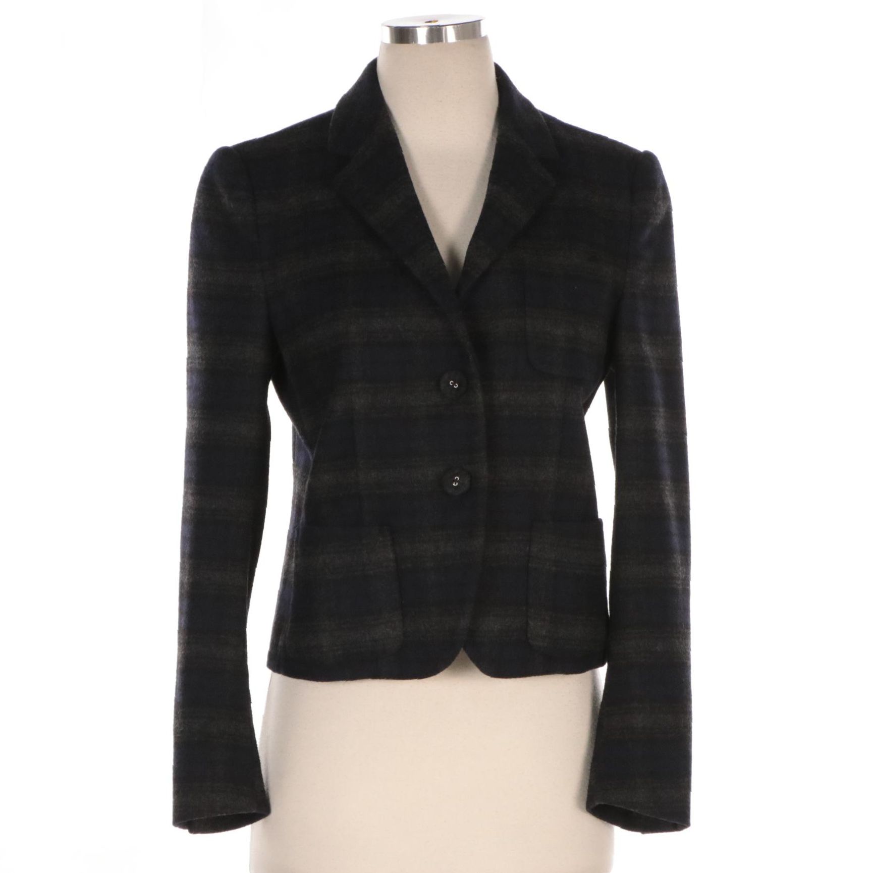 Prada Plaid Wool Blend Jacket
