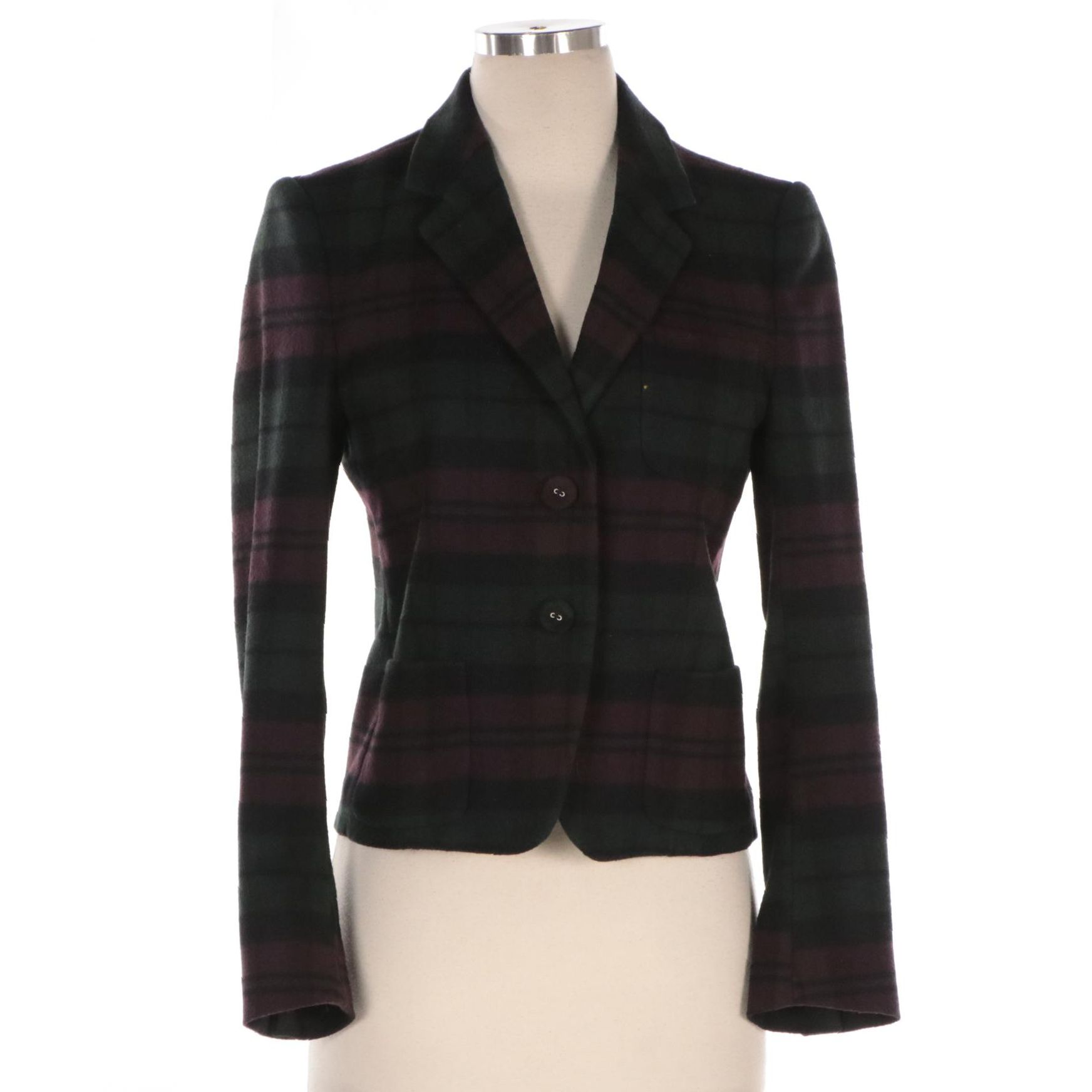 Prada Plaid Wool Blend Jacket