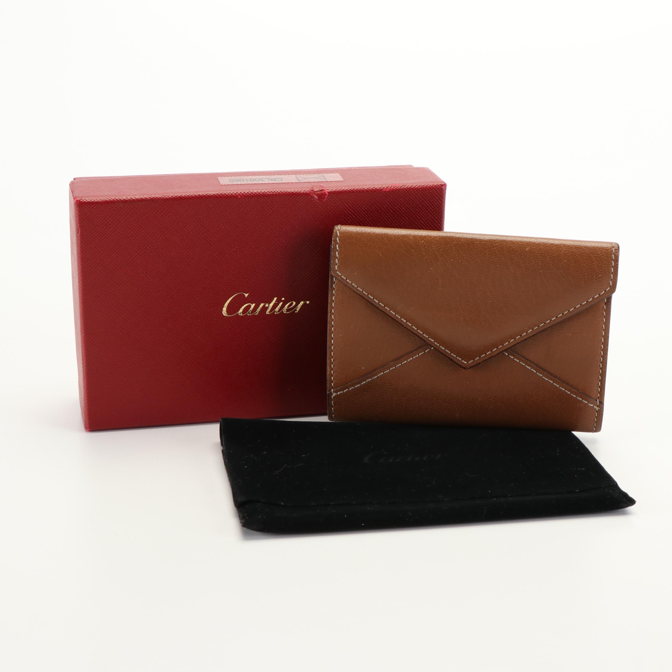 Cartier Credit Card Holder in Brown Goat Skin Leather