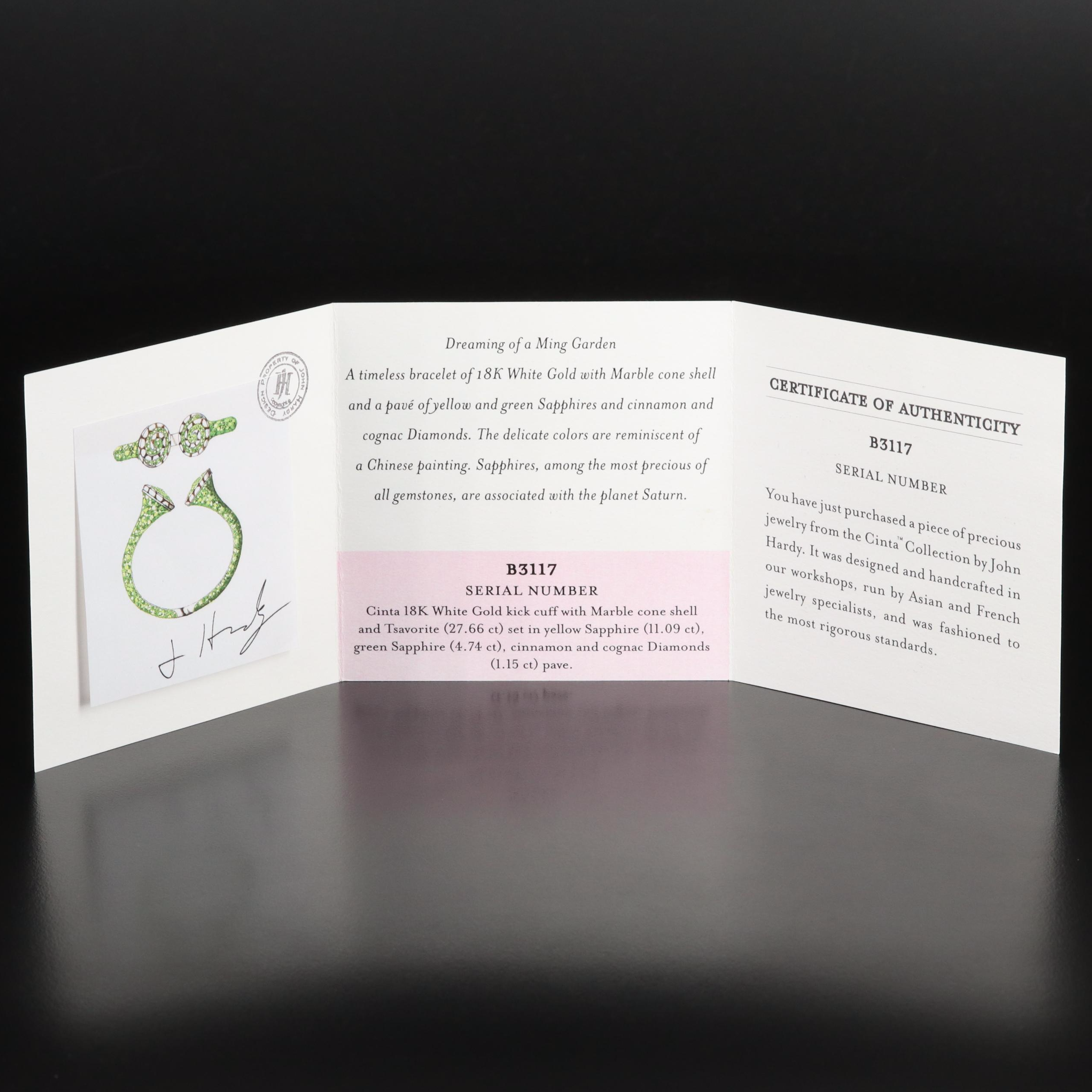 John Hardy 18K "Cinta" Gemstone Kick Cuff Bracelet with Diamonds