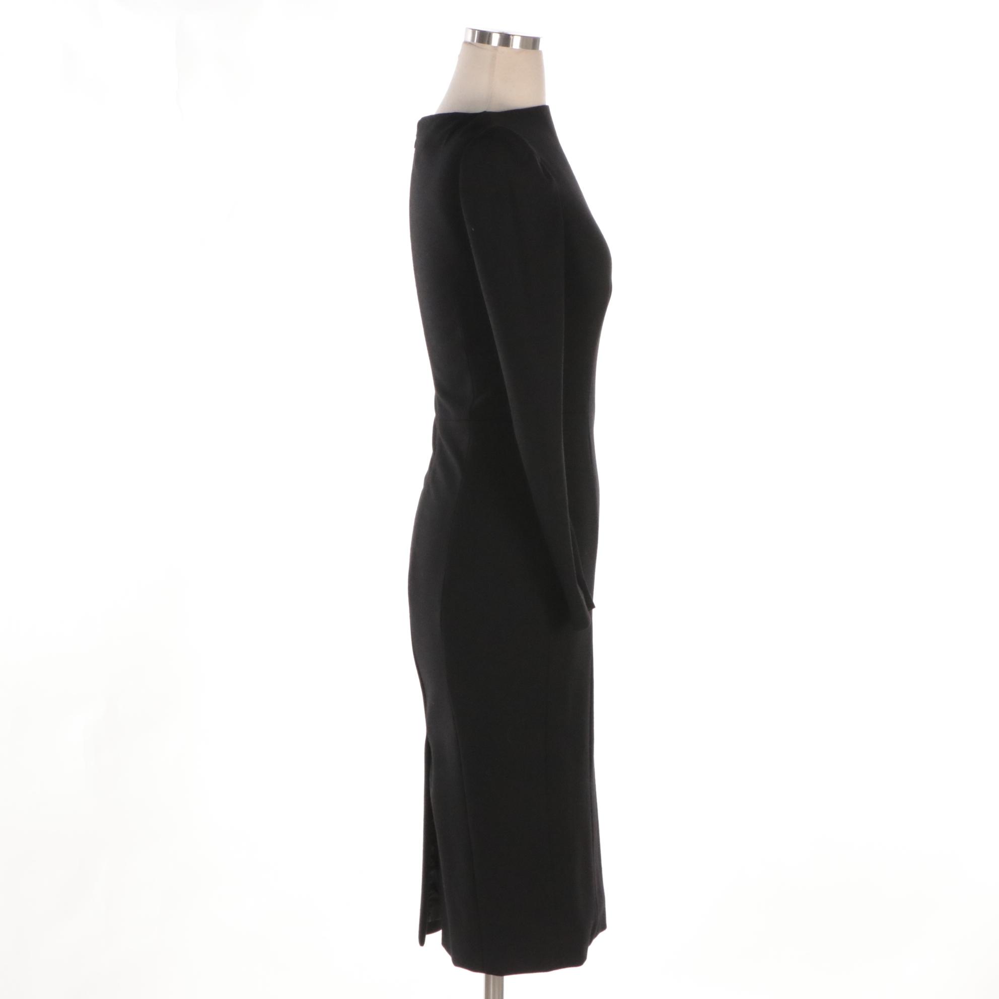 Prada Sheath Dress in Black Wool Blend Jersey Knit