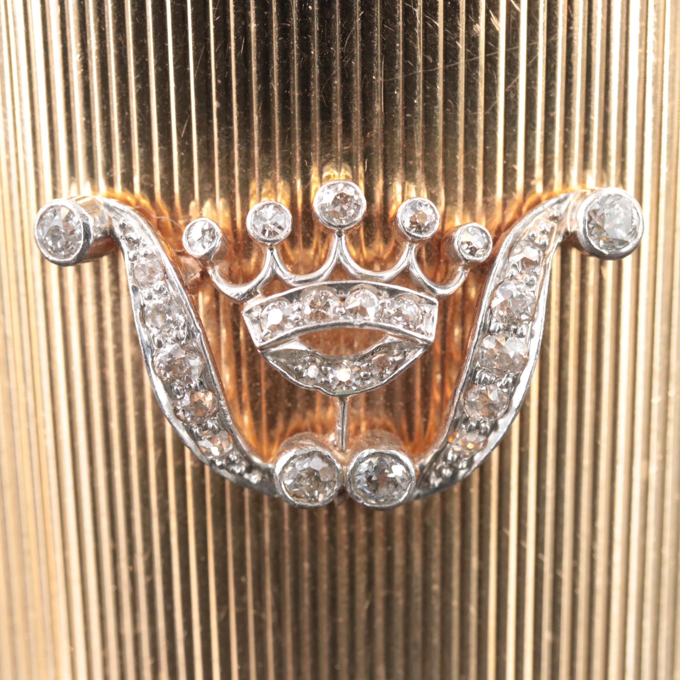 Art Deco 14K 2.08 CTW Diamond and Gemstone Fluted Cuff with Platinum Accents