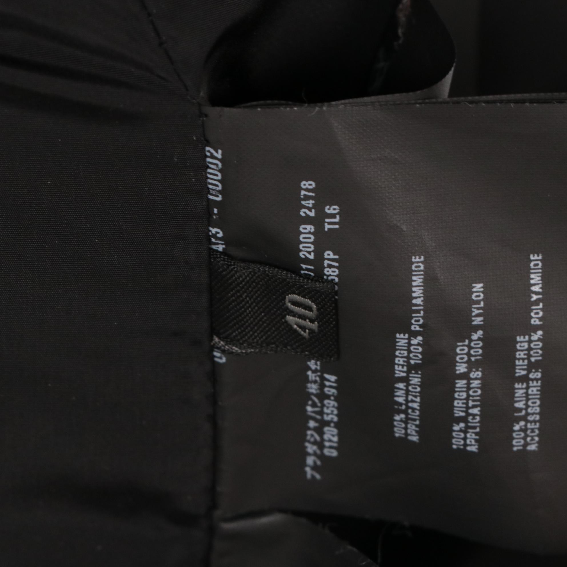 Prada Wool Jacket with Trim Detail and Detachable Shearling Hood