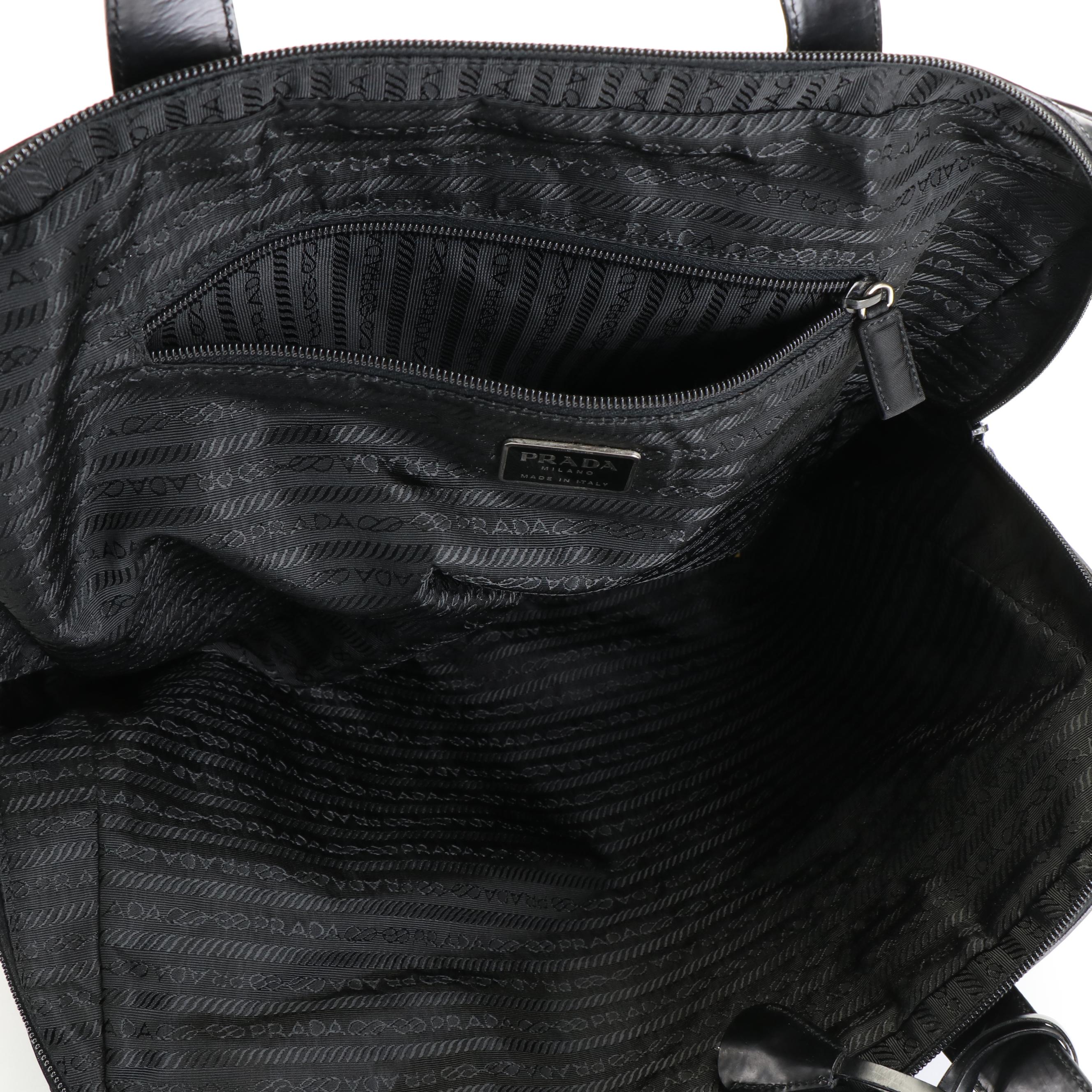 Prada Tote in Black Tessuto Nylon and Patent Leather