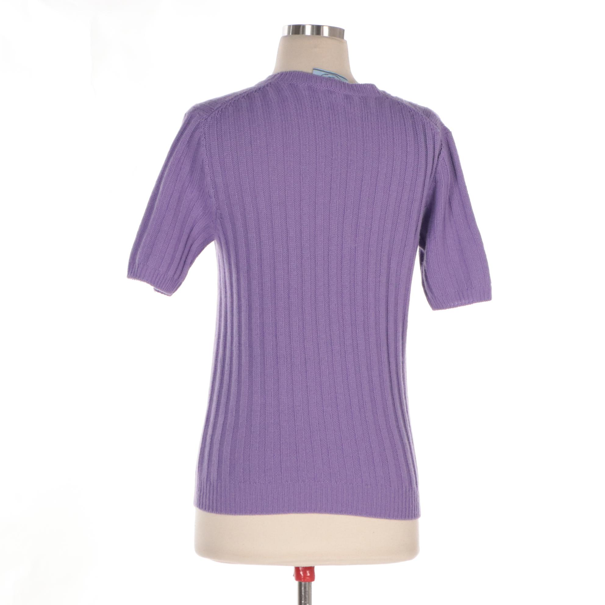 Prada Cashmere Blend Short Sleeve Sweater