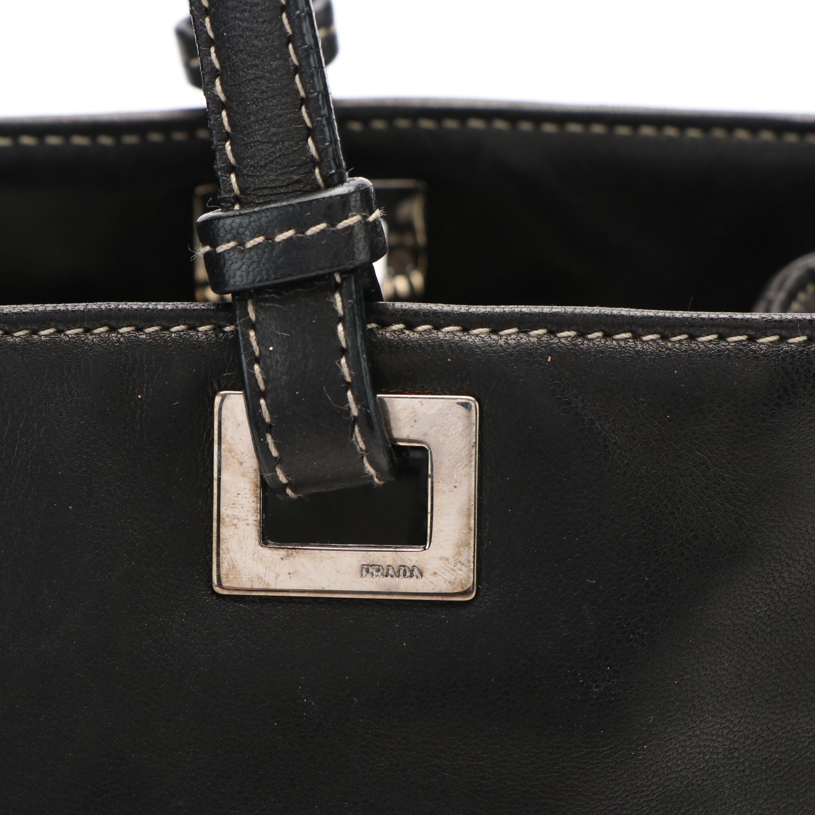 Prada Triangle Logo Black Nappa Leather Shoulder  Bag
