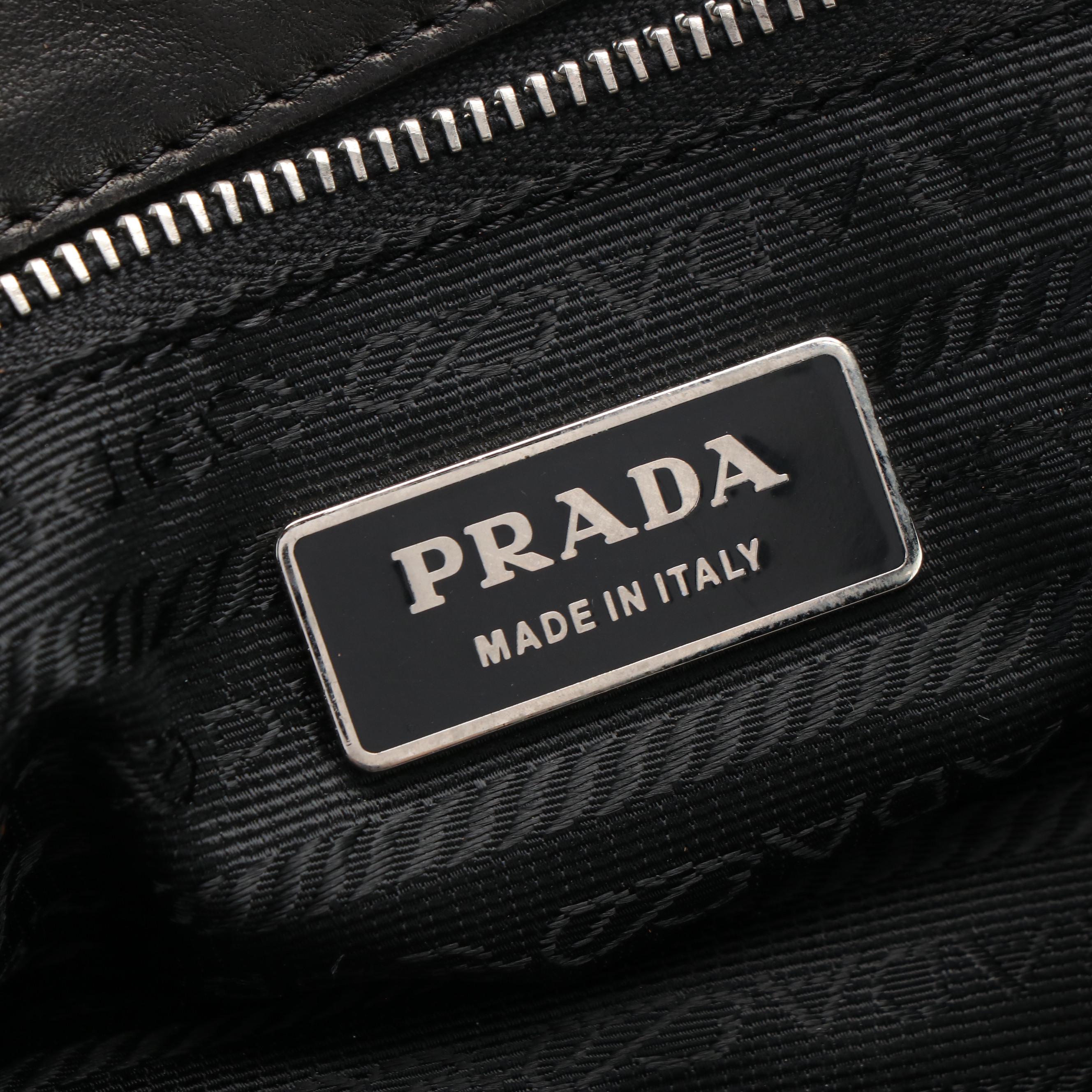 Prada Triangle Logo Black Nappa Leather Shoulder  Bag