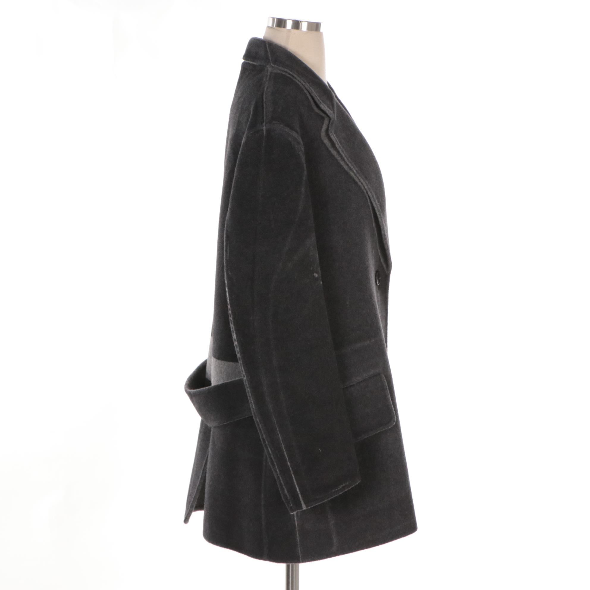 Prada Shadow Grey Wool and Cashgora Button-Front Coat