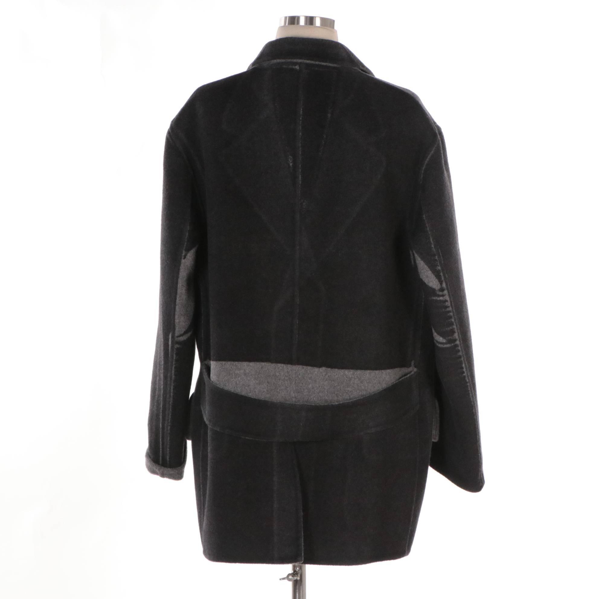 Prada Shadow Grey Wool and Cashgora Button-Front Coat
