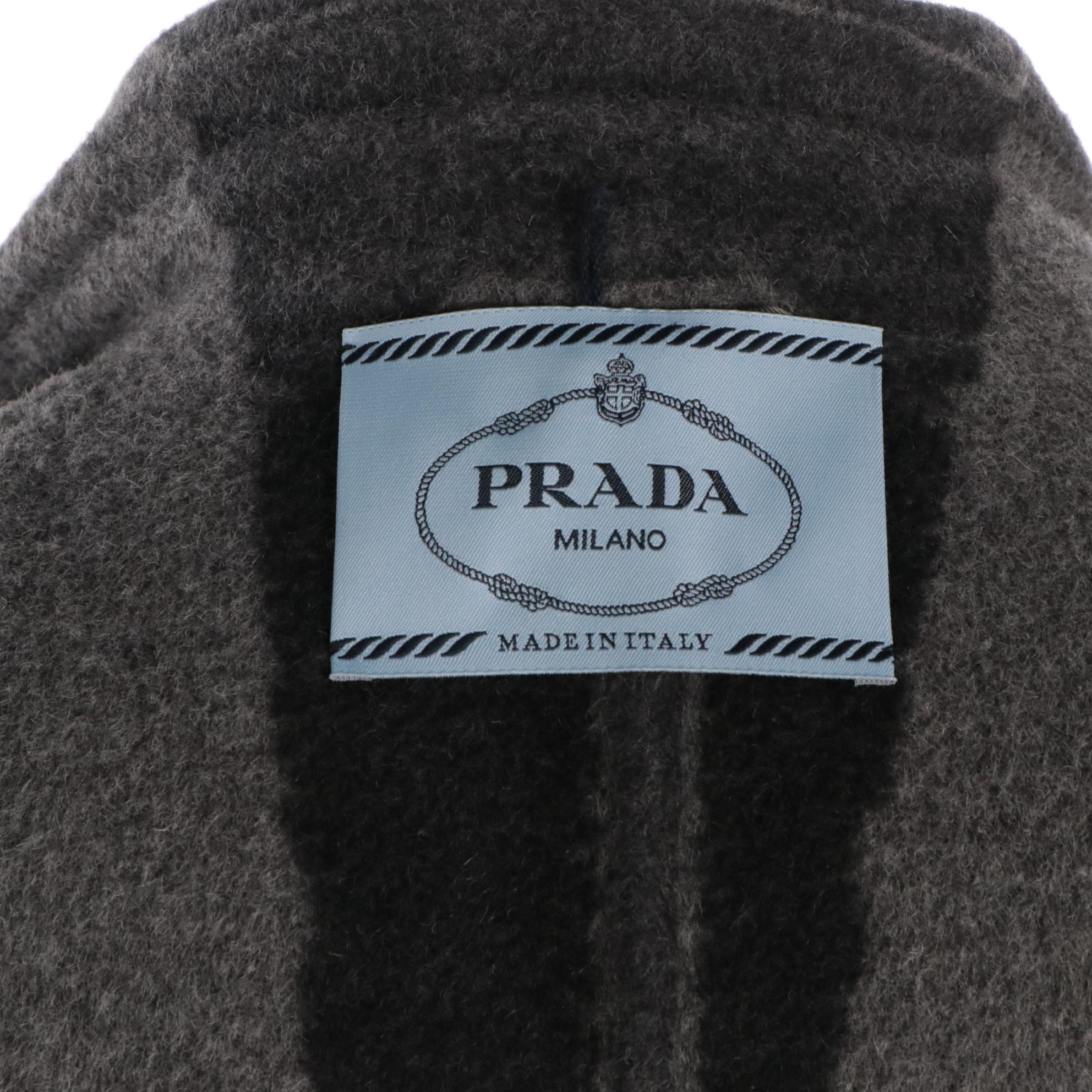 Prada Shadow Grey Wool and Cashgora Button-Front Coat