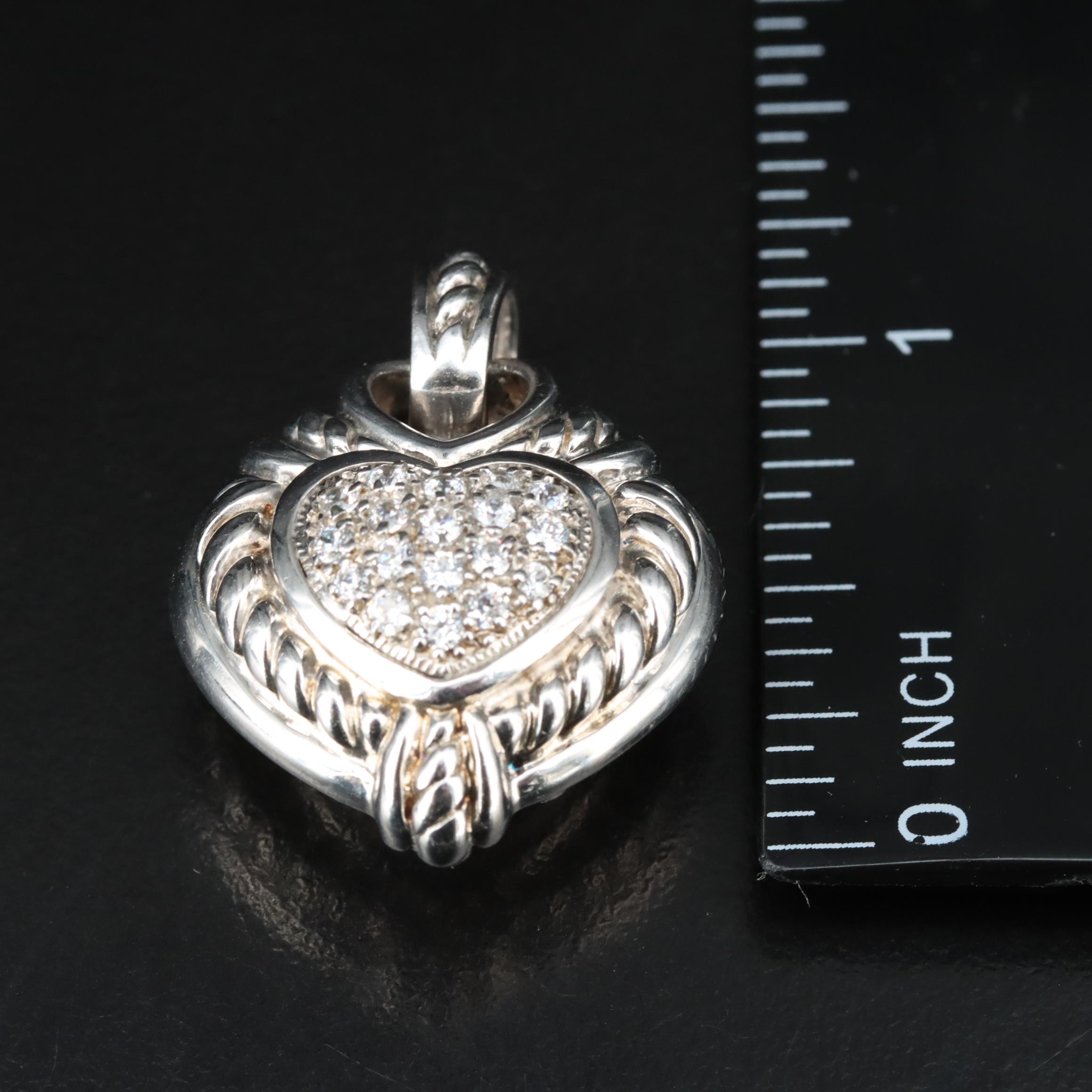 Judith Ripka Sterling CZ Heart Enhancer Pendant