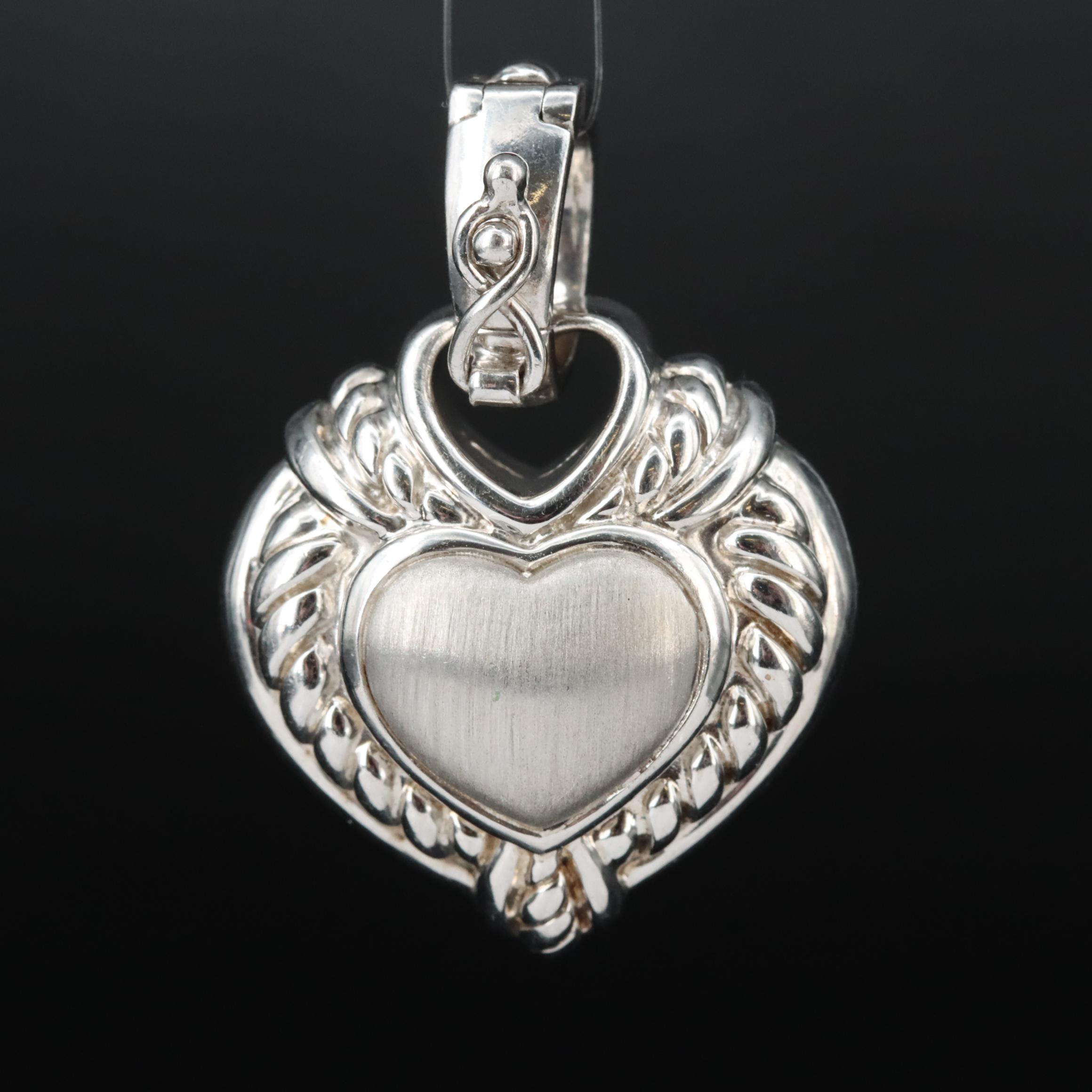 Judith Ripka Sterling CZ Heart Enhancer Pendant