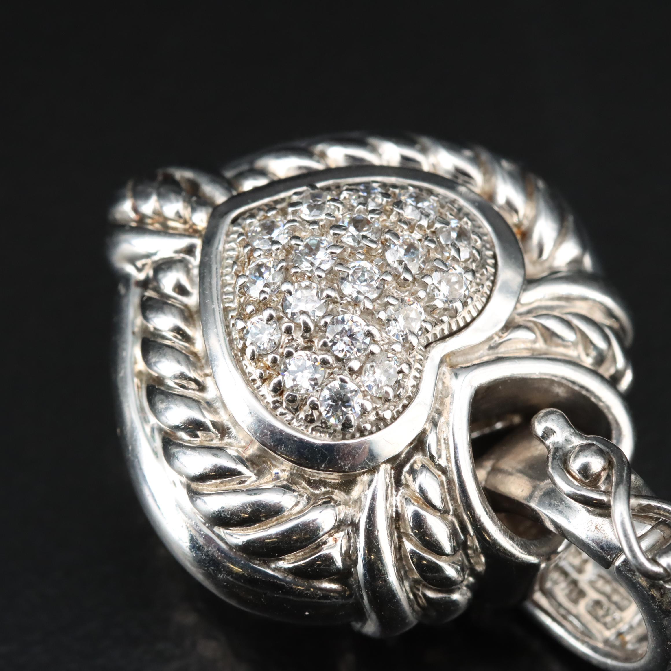 Judith Ripka Sterling CZ Heart Enhancer Pendant