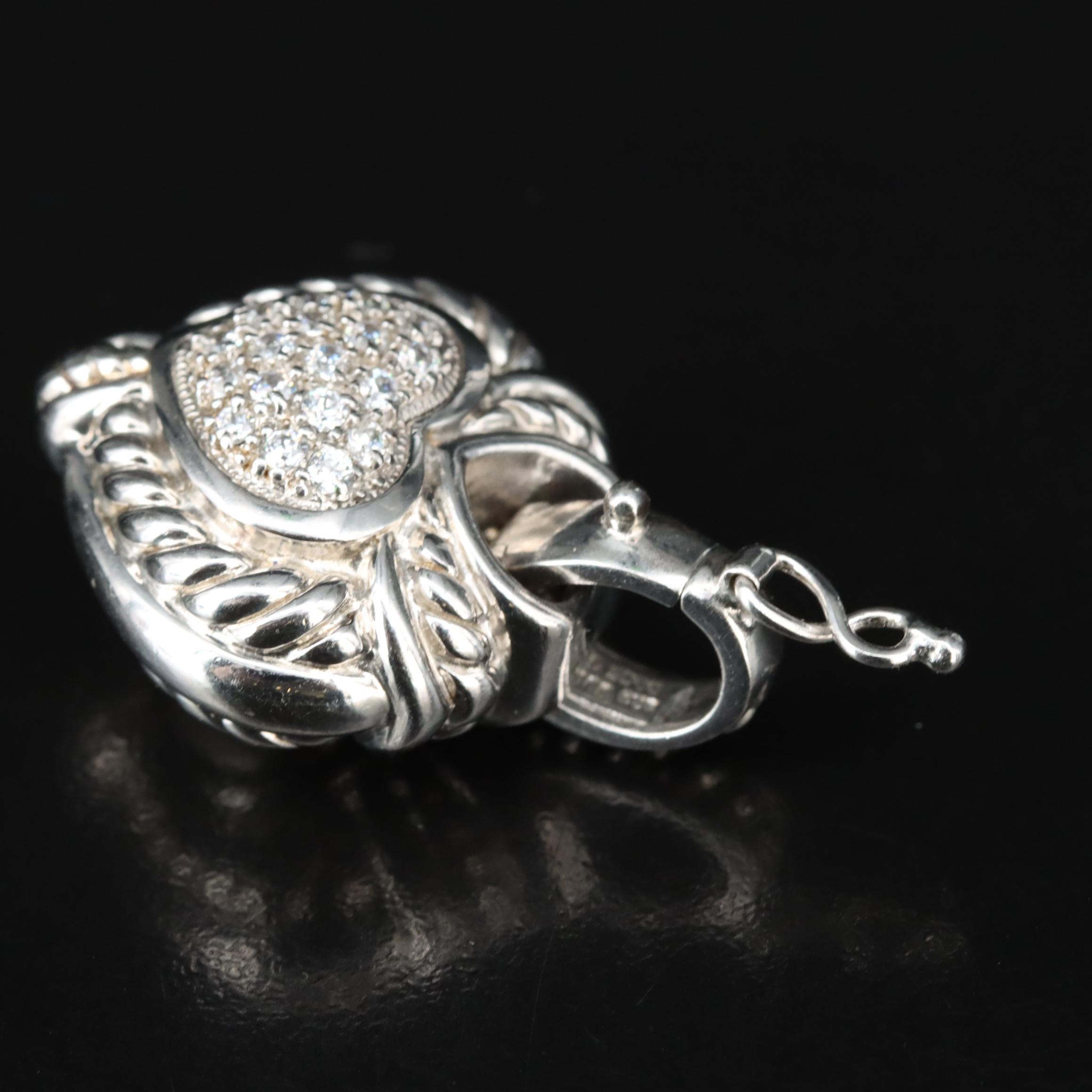 Judith Ripka Sterling CZ Heart Enhancer Pendant