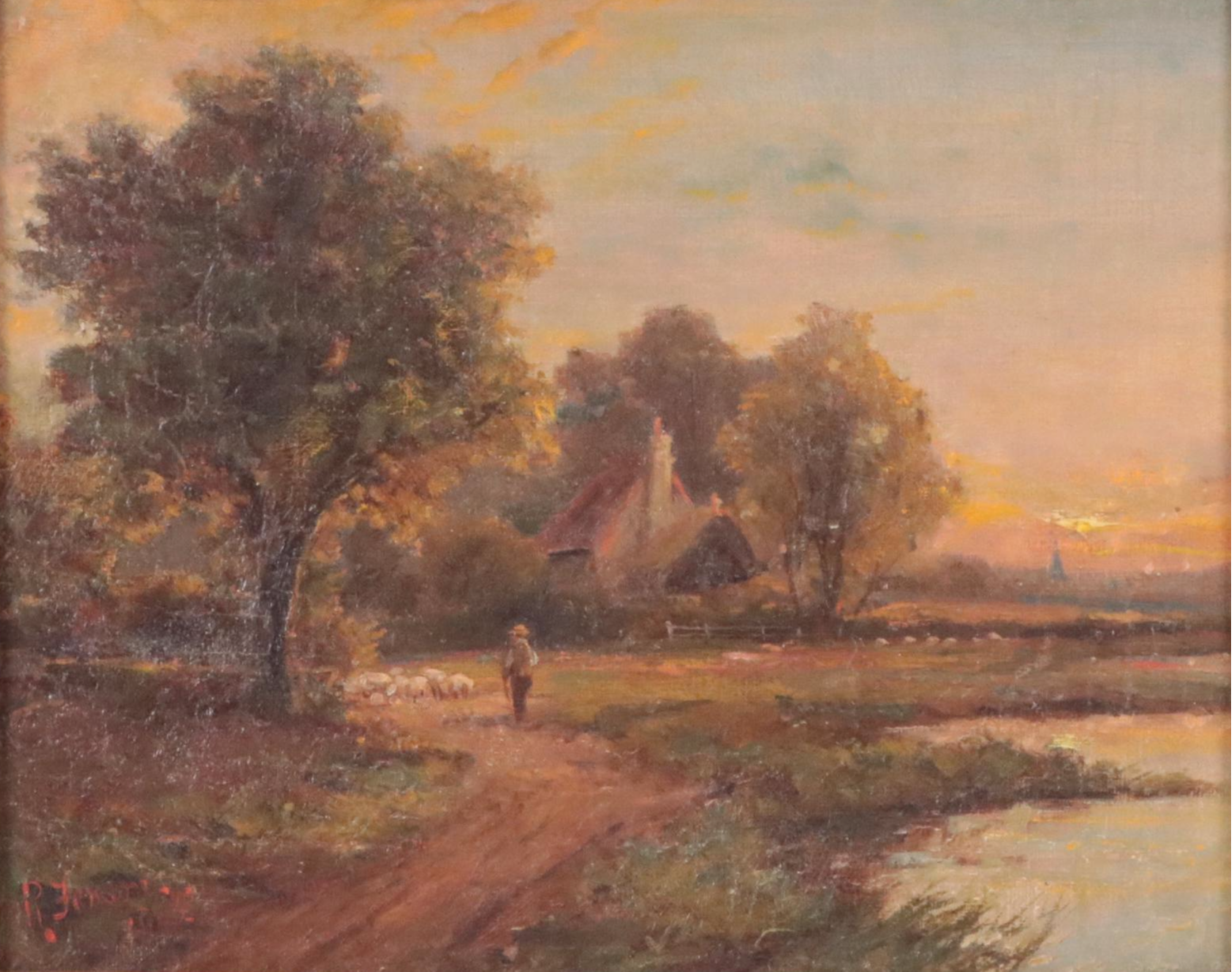 Robert R. Fenson Pastoral Landscape Oil Painting, 1905