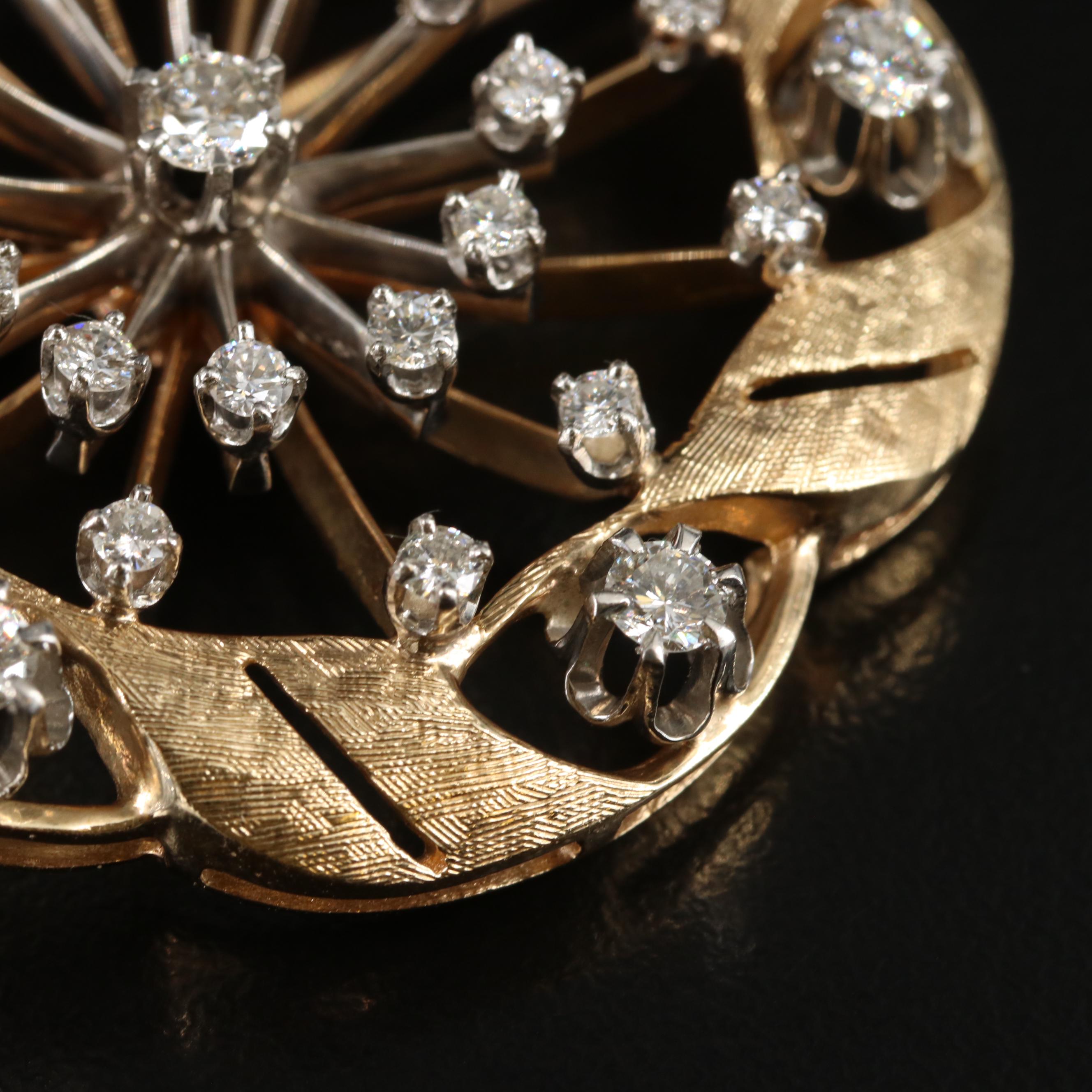 Vintage 14K 1.72 CTW Diamond Converter Brooch